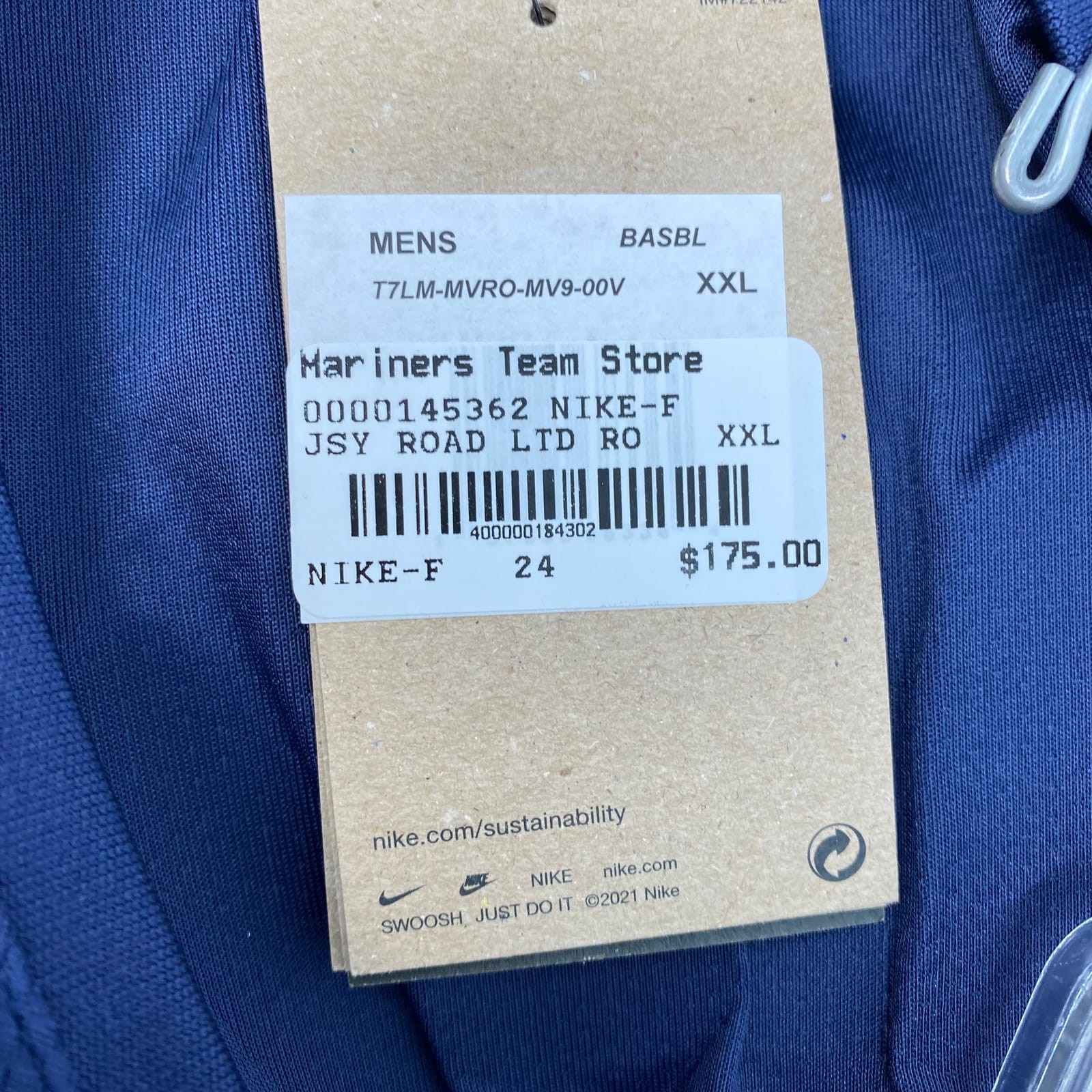 Nike Mariners Blue Jersey Tee | Men’s XXL Regular Synthetic