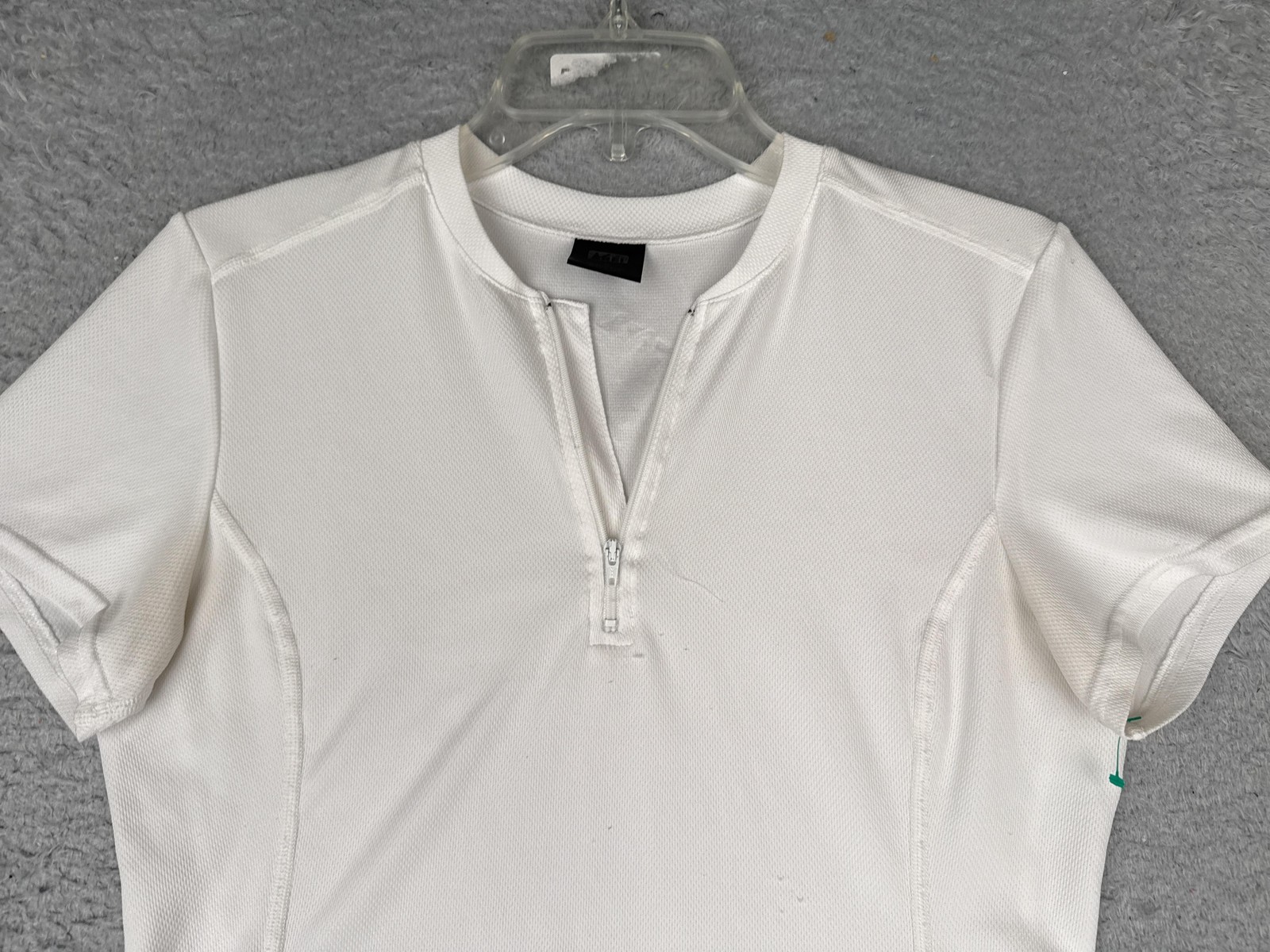 REI Cycling Jersey Womens Medium White Short Sleeve 1/4 Zip Pockets Bike Top