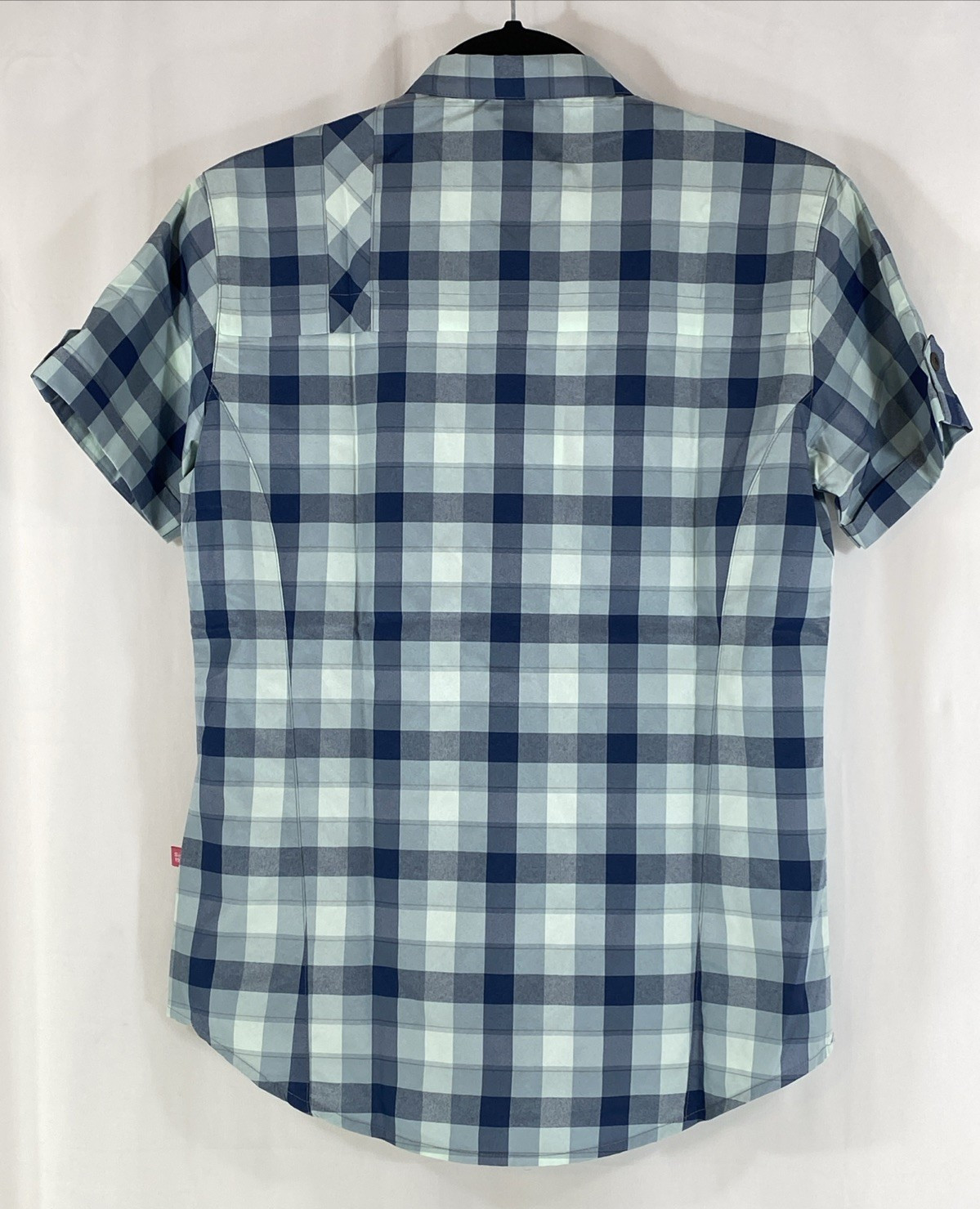 Bontrager Women’s M Casual Cycling Short Sleeve Button Up Shirt Blue Plaid