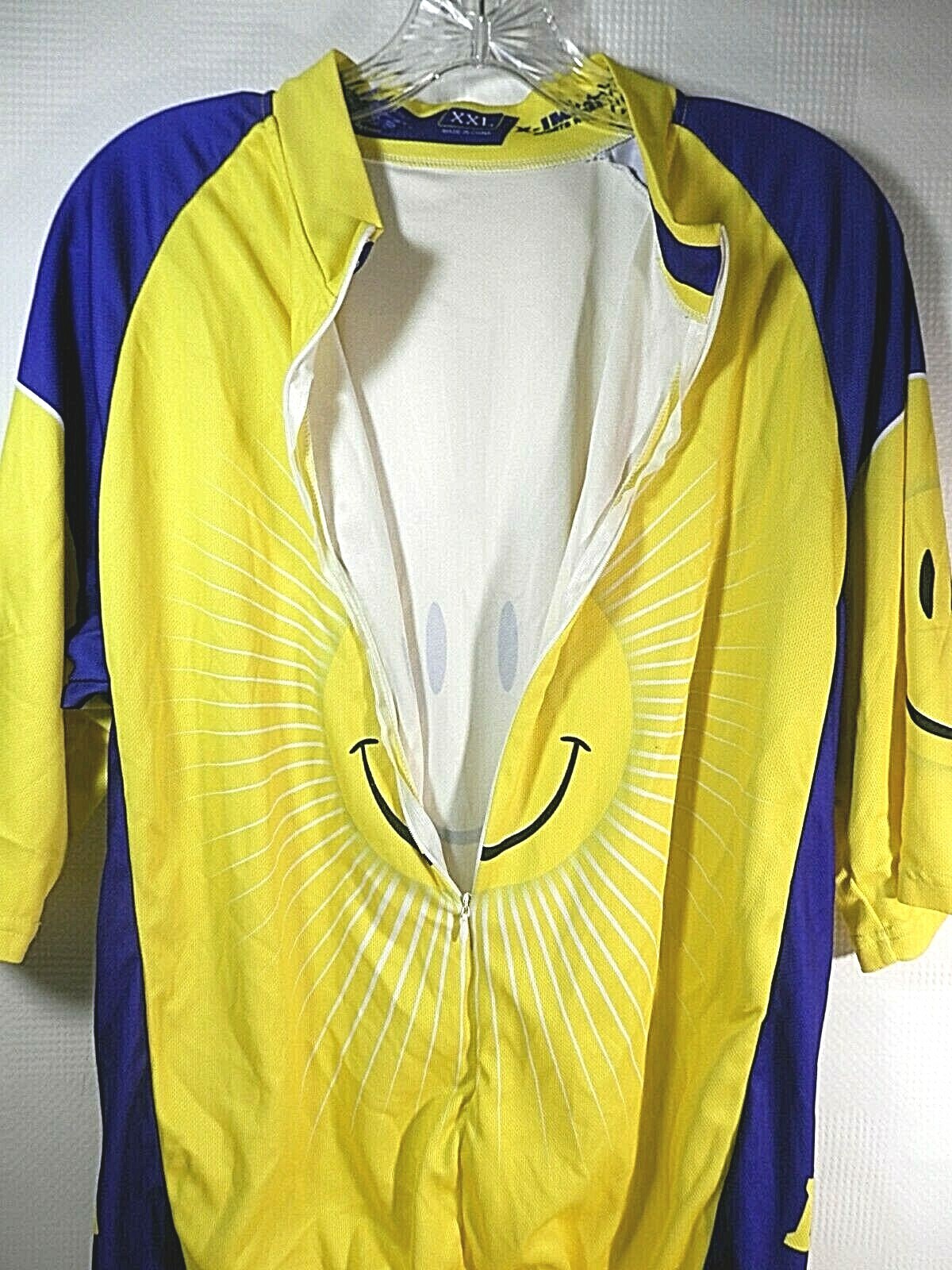 Cycling Men’s shirt Short Sleeve Jacket Jersey be Happy Yellow Size XXL
