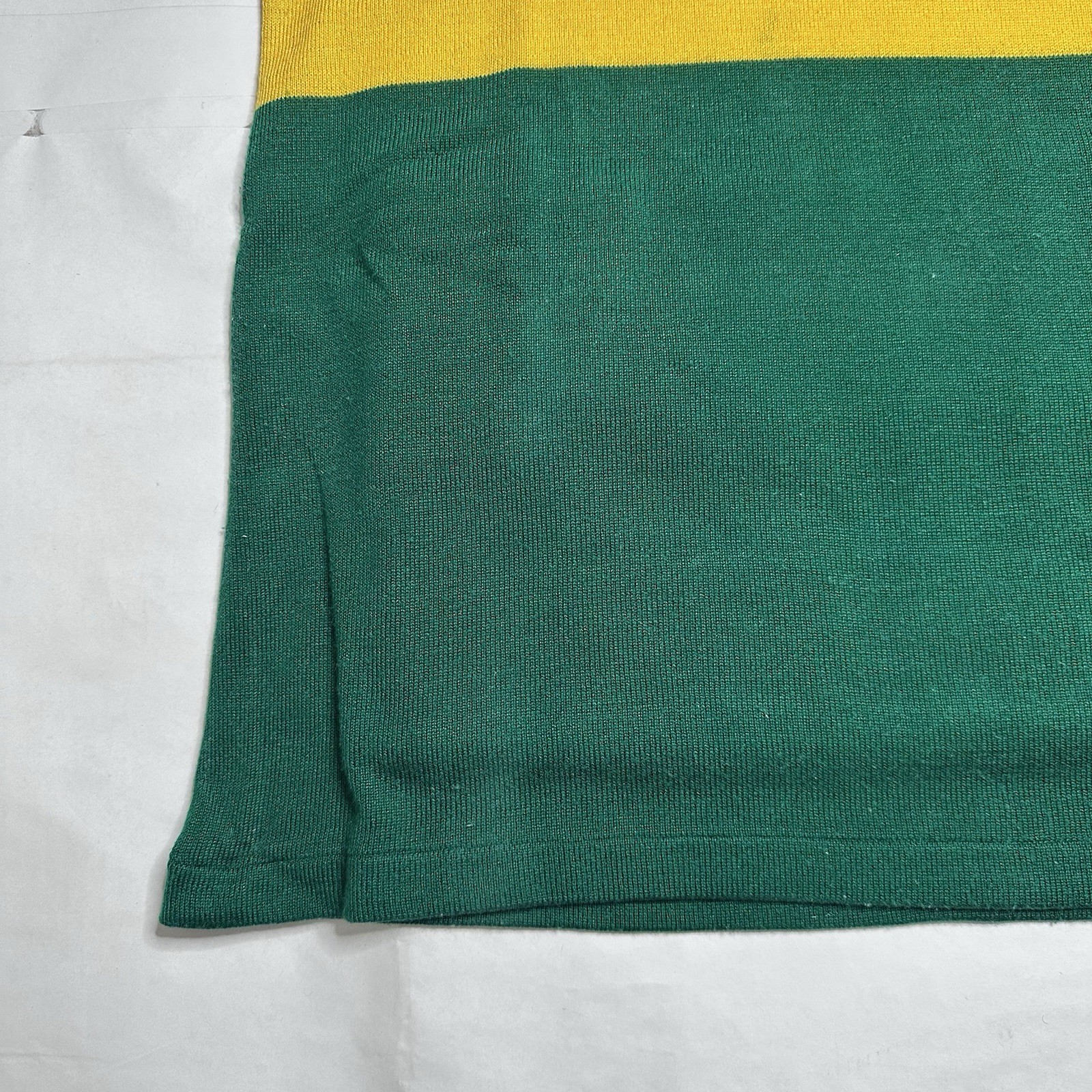 Vintage Wool Cycling Jersey (Chest 37) Stripes STRADA Green Yellow