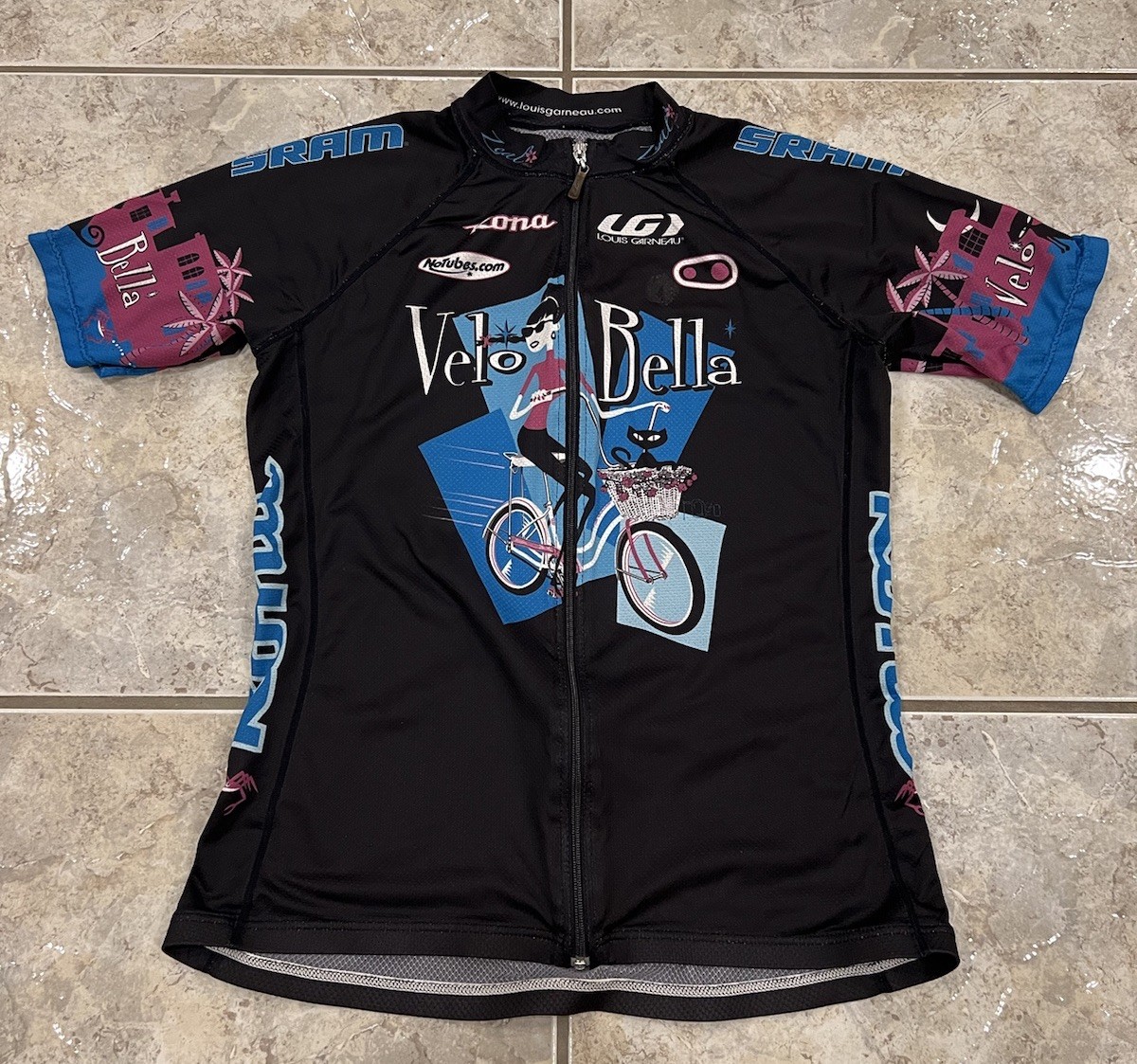 Louis Garneau Cycling Jersey Womens Large Short-Sleeve Bike Full Zip Pockets
