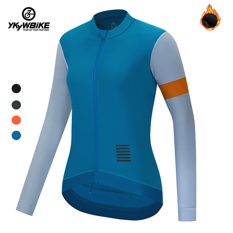 Women Cycling Thermal Fleece Jersey Winter Long Sleeve Bike Shirt Racing Clothes