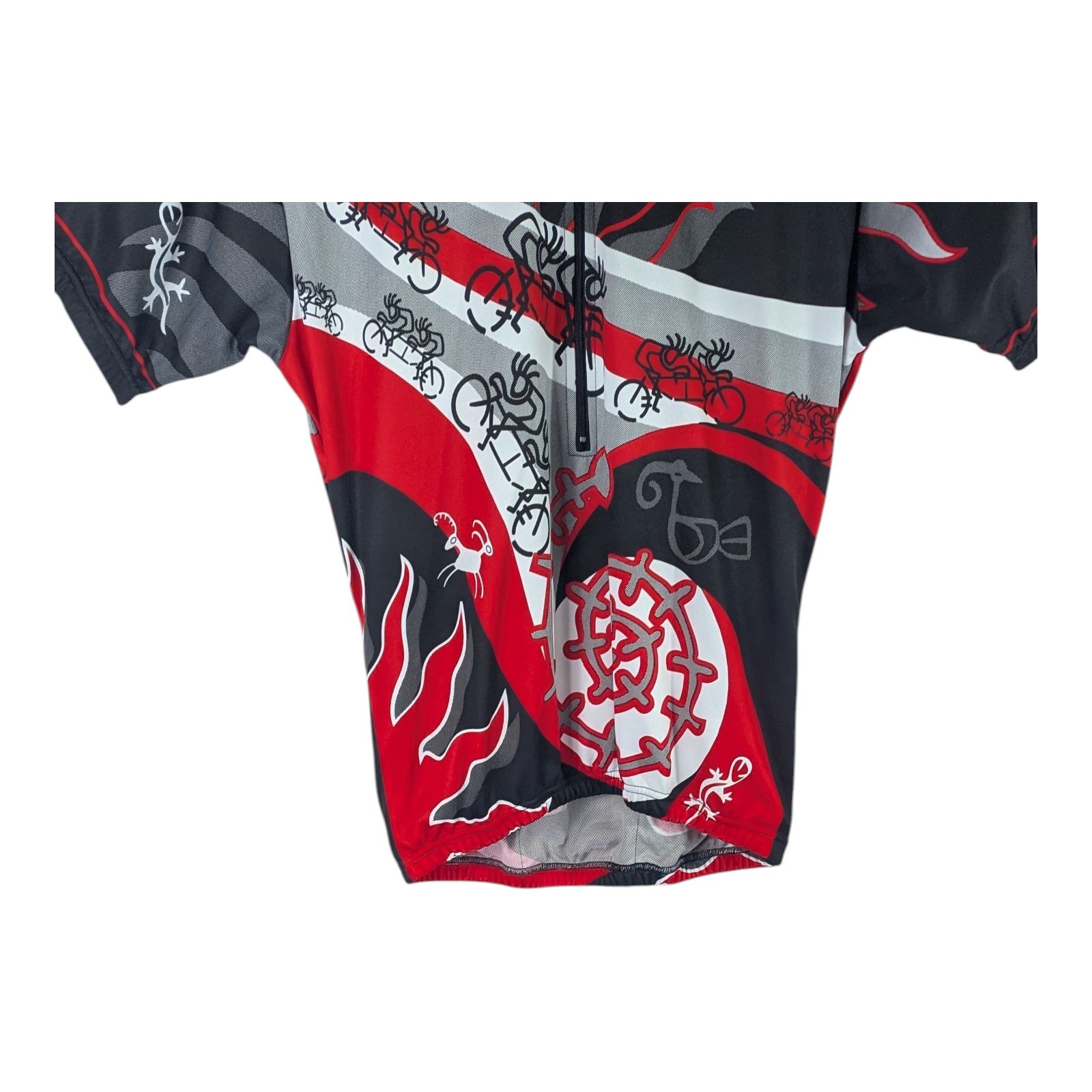 Kucharik Cycling Jersey Mens Large Red Black Native American Art Aztec Apache