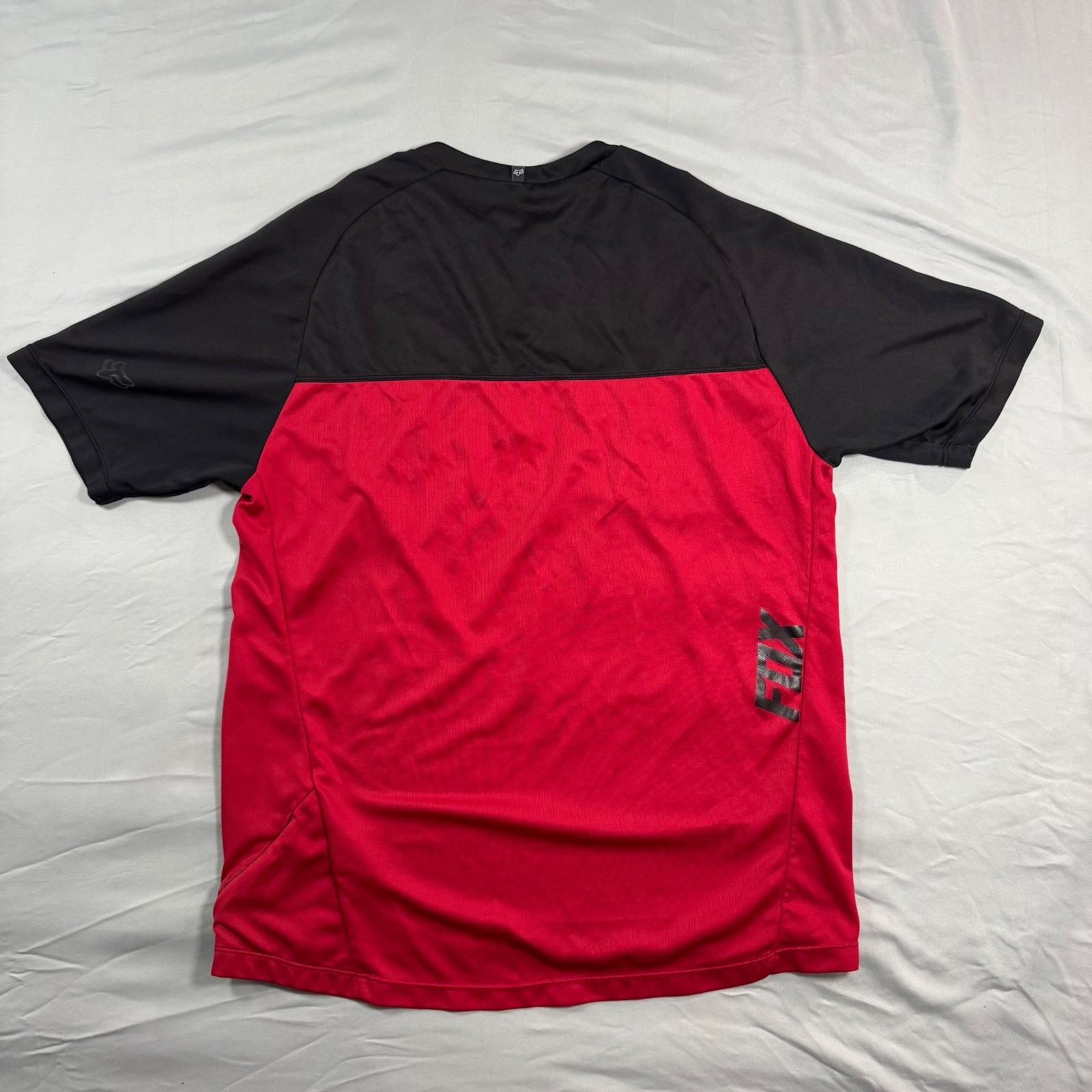 Fox Ranger Short Sleeve Jersey Mens L Red Black 1/4 Zip MTB Cycling Performance
