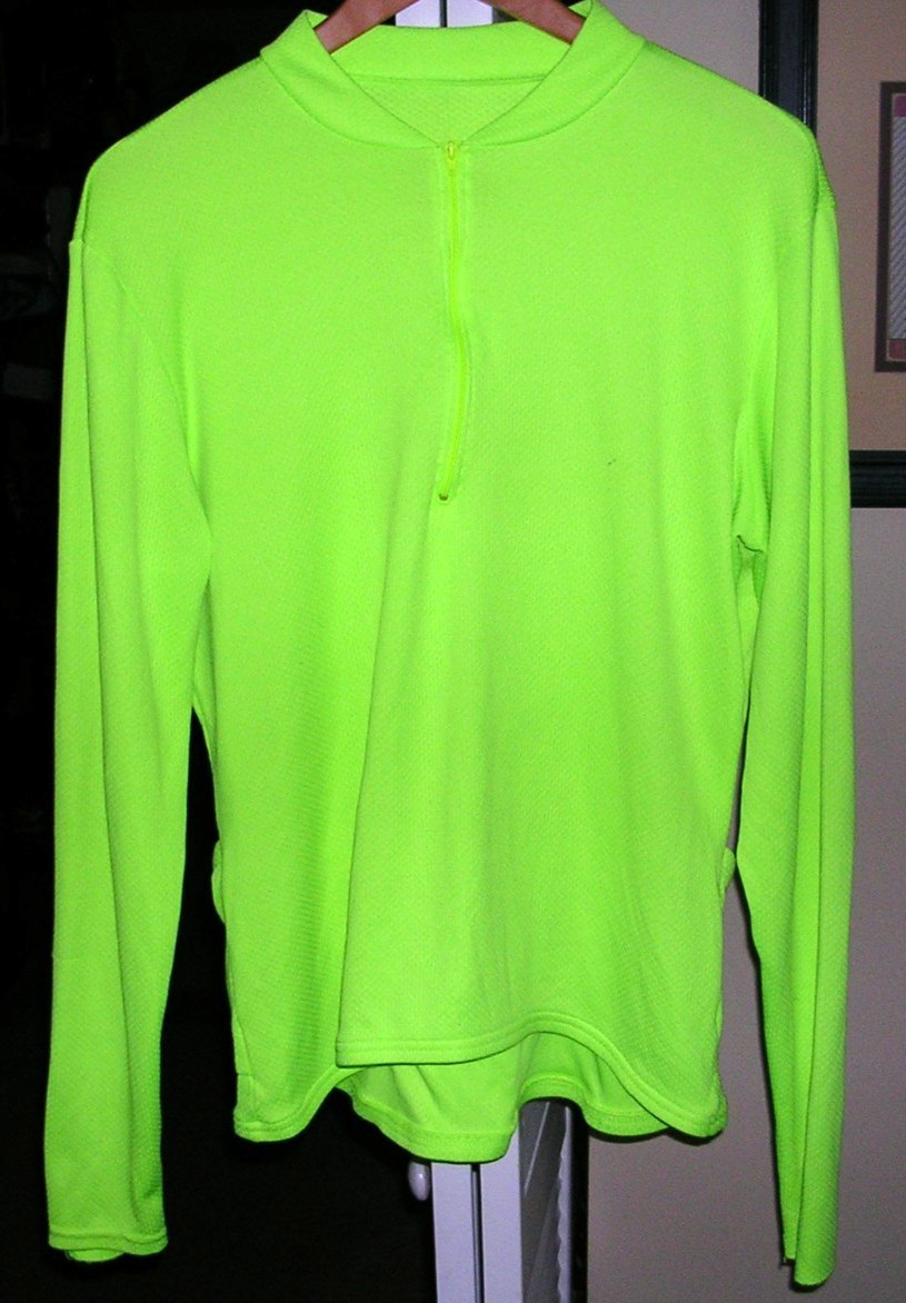 NASHBAR Mens Cycling Jersey Long Sleeve Neon Yellow High Visibility Size XL