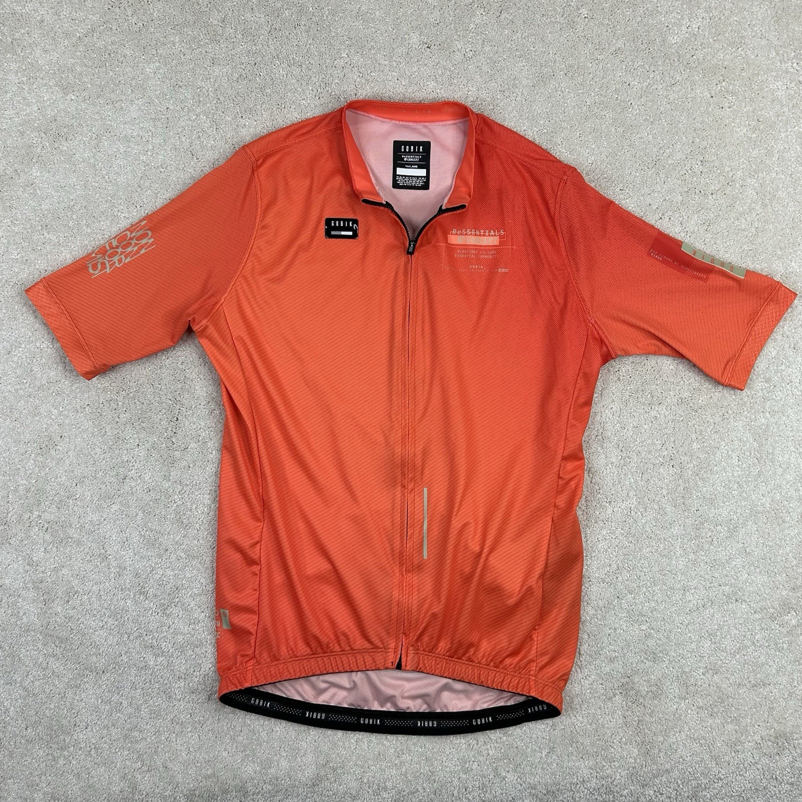 GOBIK Men’s Stark ReEssentials Tangerine Orange Full Zip Cycling Racing Jersey L
