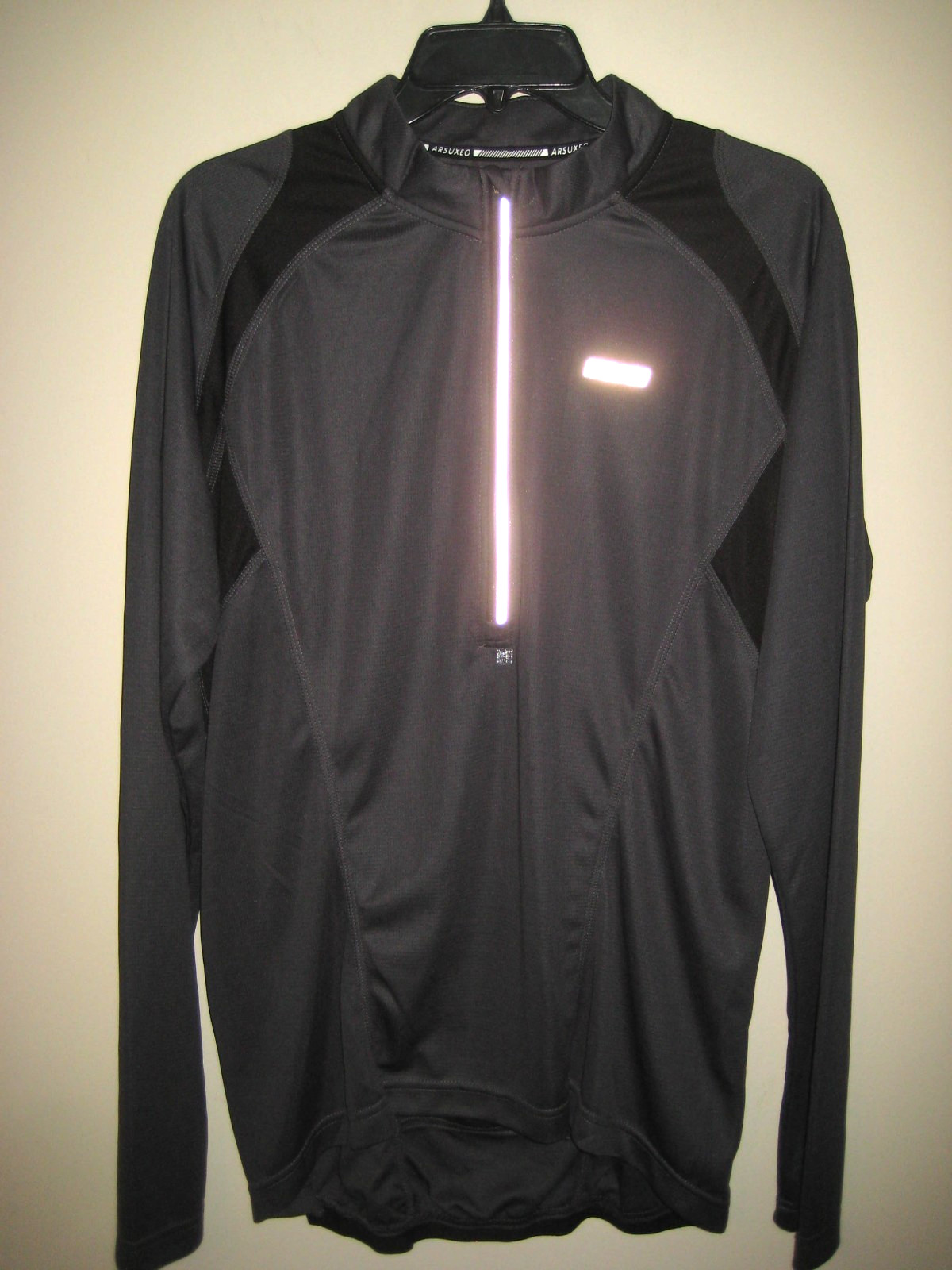 ARSUXEO Cycling Jersey Size Large Black/Gray 1/2 Zip Cycling Jacket w/Pockets