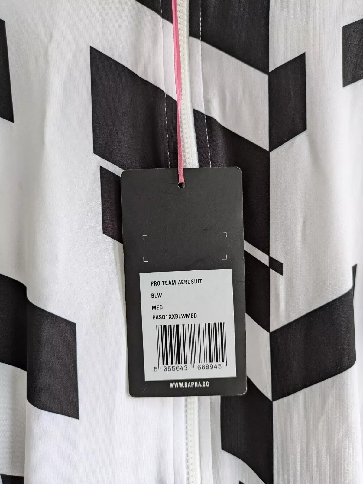 BNWT WHITE DATA PRINT RAPHA PRO TEAM CYCLING SHORT SLEEVE SKIN/AEROSUIT MEDIUM