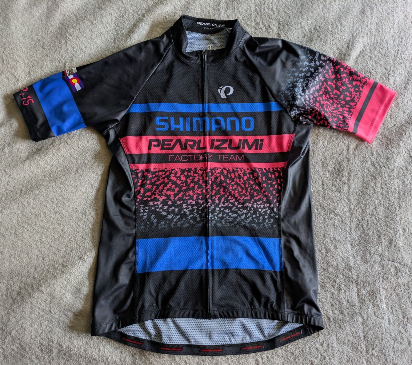 PEARL IZUMI Custom Elite Cycling Jersey Mens XL Race Cut Blue Black Shimano