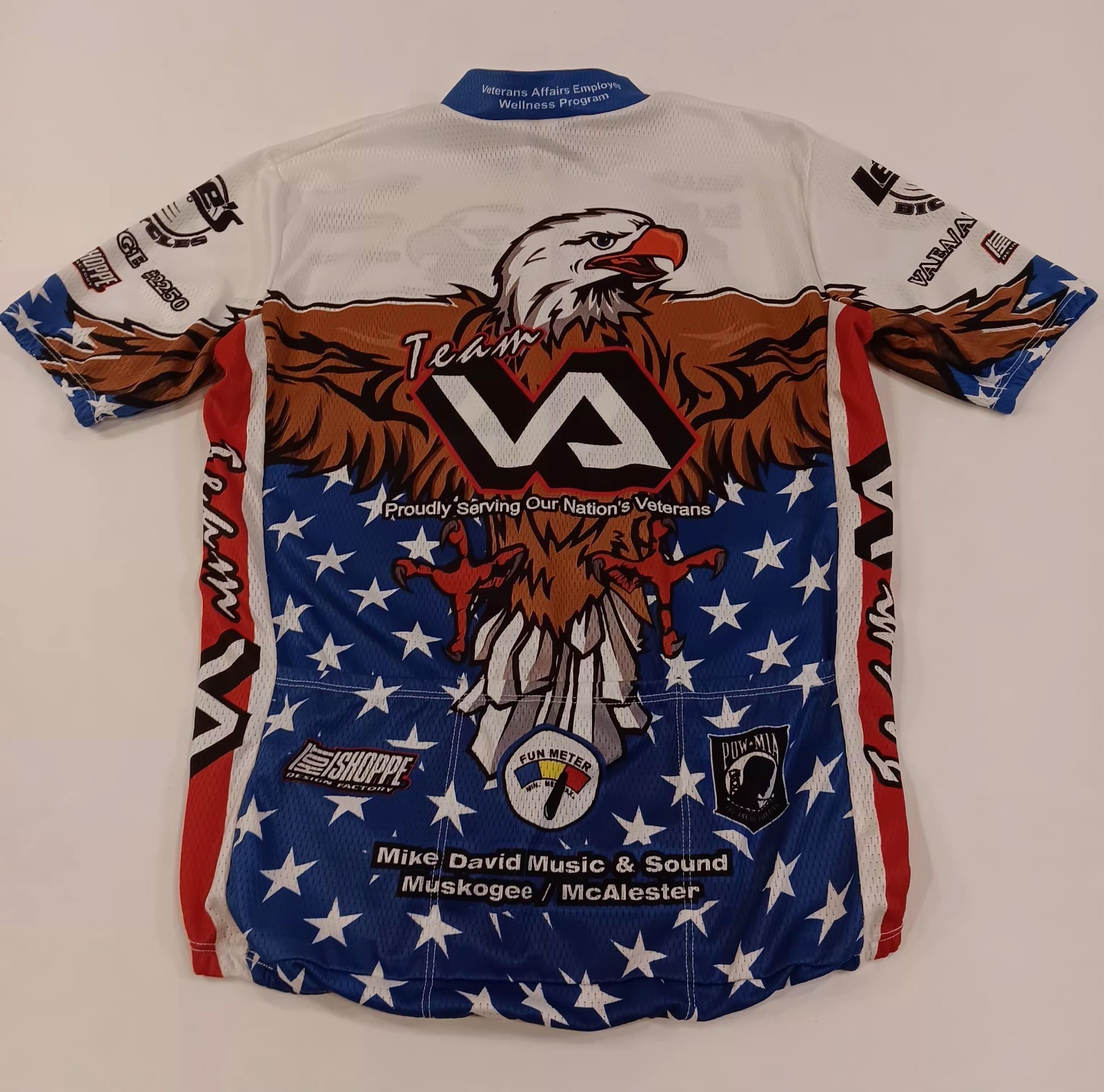 Team VA Cycling Race Jersey Medium Mesh 3/4 Zipper Elastic Waist Back Pockets