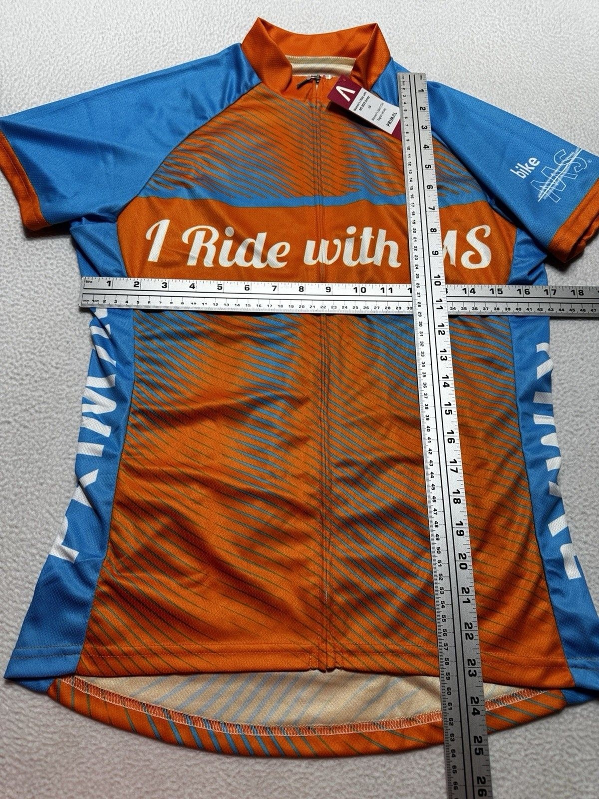 Primal Bicycle Cycling Raglan Jersey I Ride With MS 2019 Support Sport Cut NWT