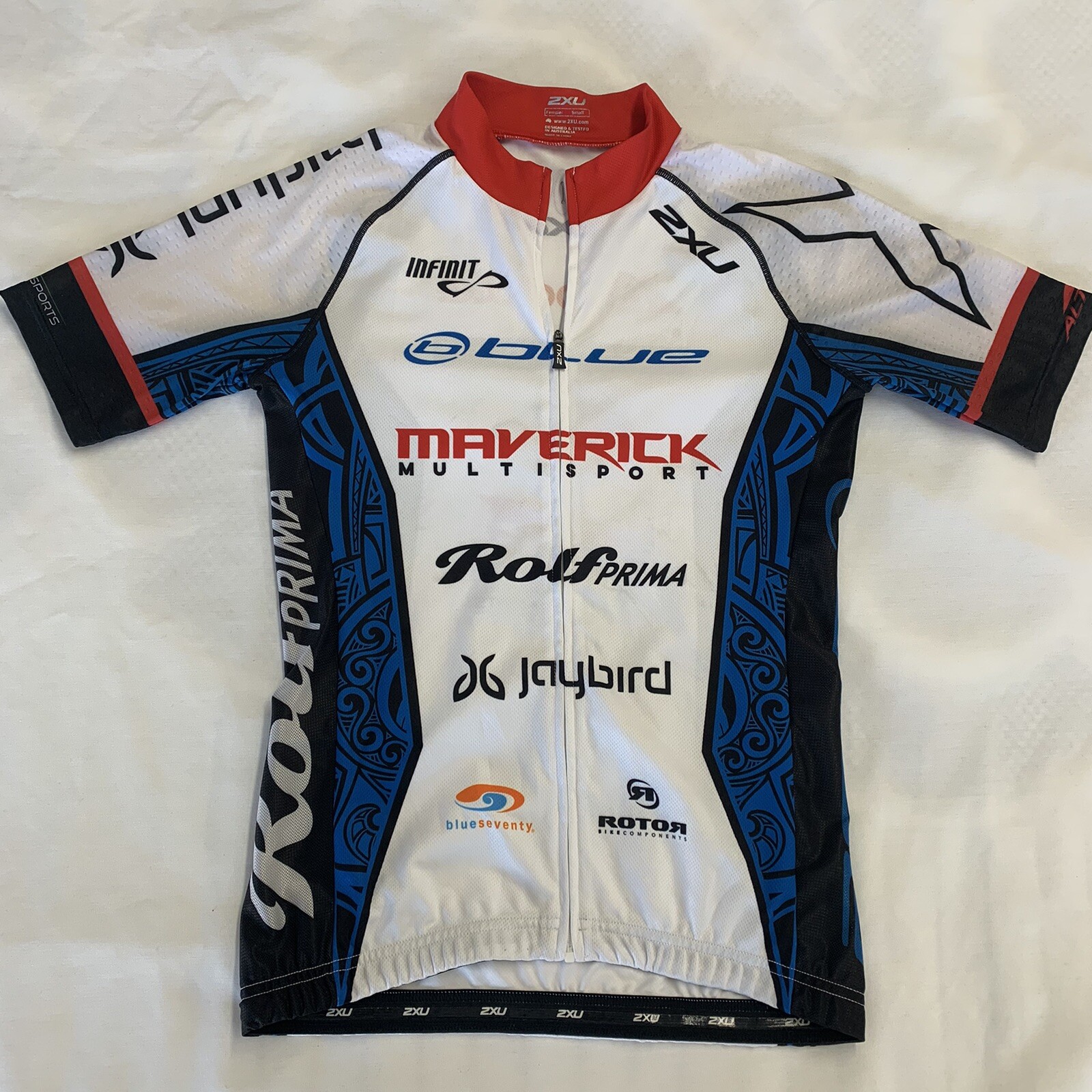 2XU jersey cycling Short Sleeve Women’s Full Zip Maverick Rolf Prima Bollé Sz S.
