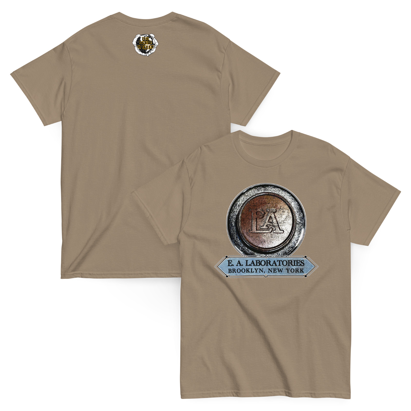E.A. LABORATORIES Art-Deco t-shirt (S-5XL) – prewar bicycle horn, EA Labs, light