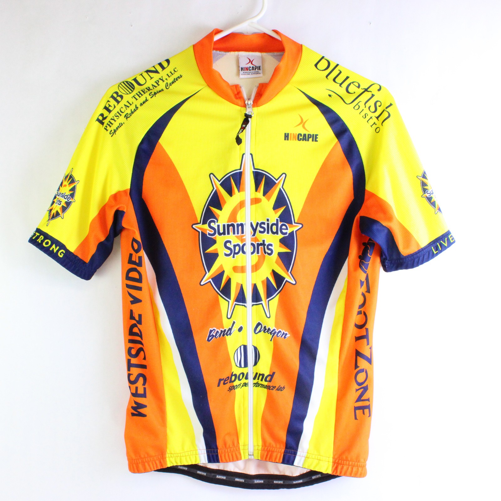 Hincapie Sunnyside Sports Orange Yellow Blue Cycling Jersey Women’s Large