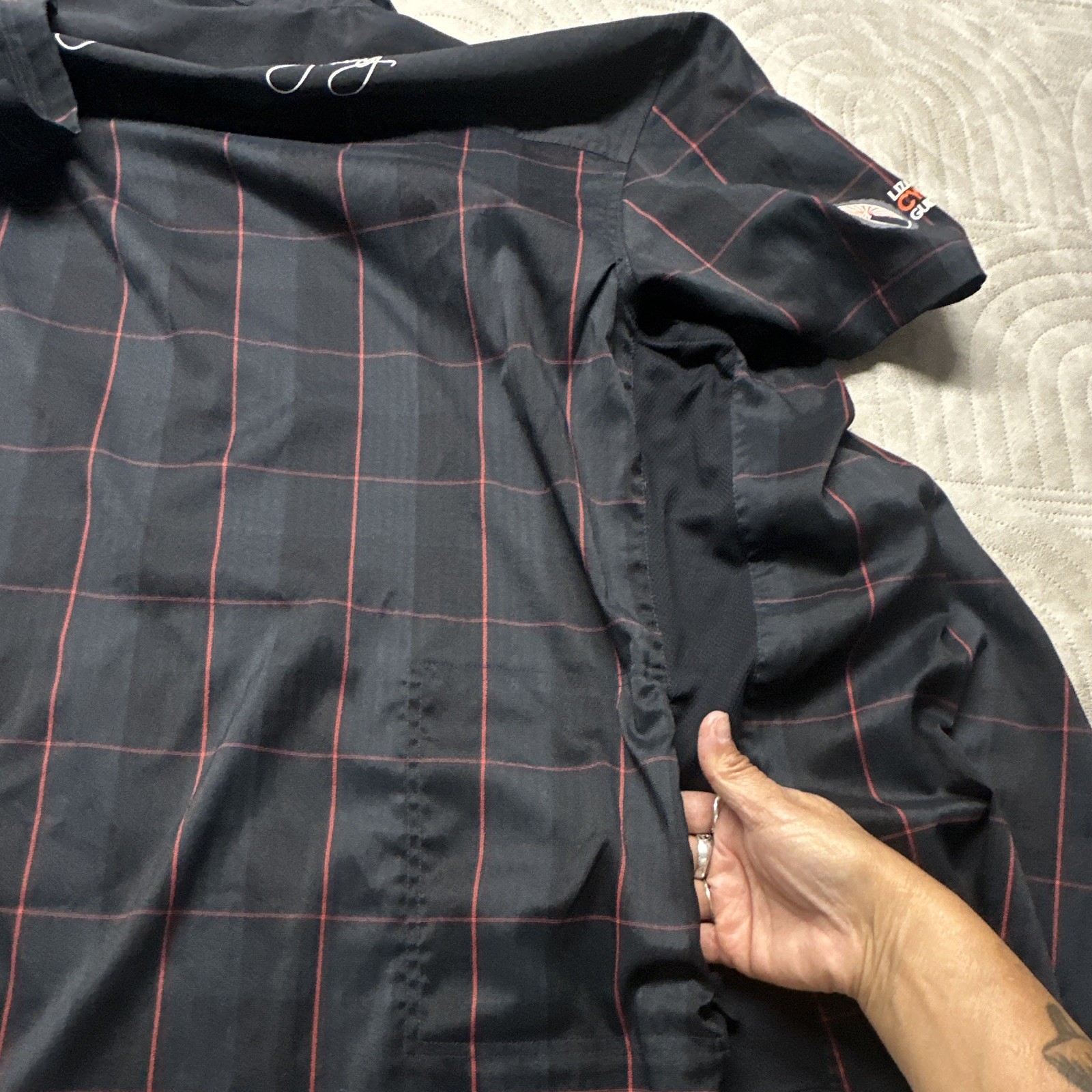 Club Ride Men’s M Black/Red Plaid Short Sleeve Button-Up Cycling Shirt Pockets