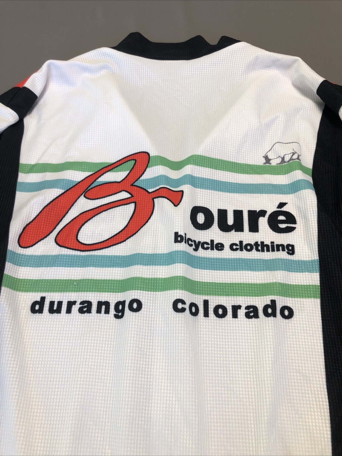 Boure Cycling Jersey White Red Green Accents Ned Overend Med long sleeve Jacket