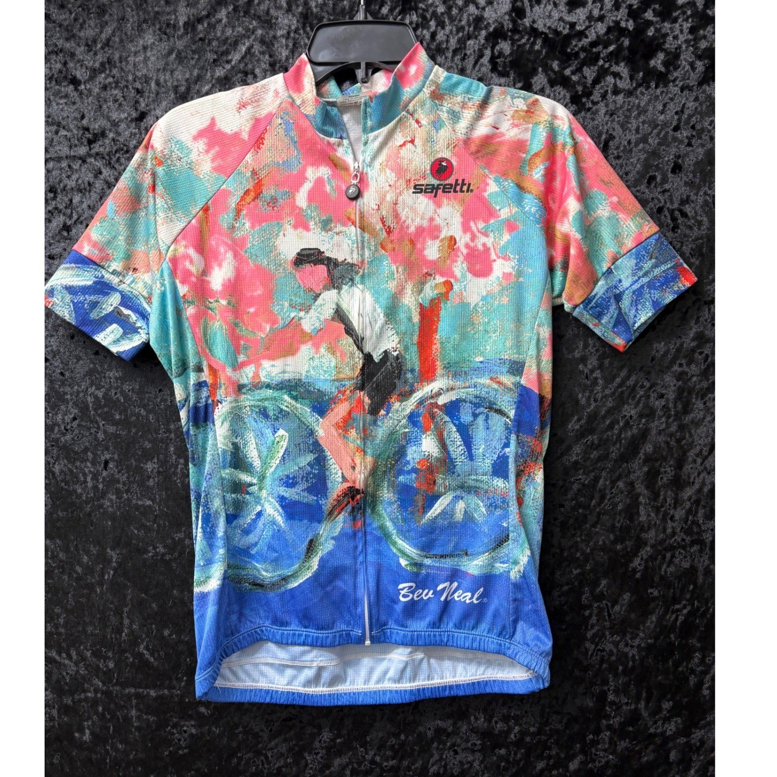 Safetti Cycling Jersey Womens XL Bev Neal Wearable Art Short Sleeve Full Zip