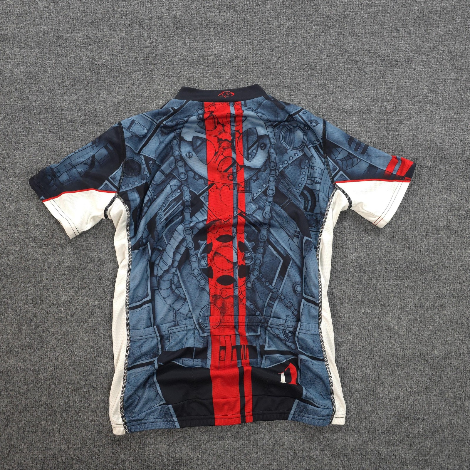 Primal Wear Jersey Mens Medium Blue Red Performance Cycling Full Zip Graphic