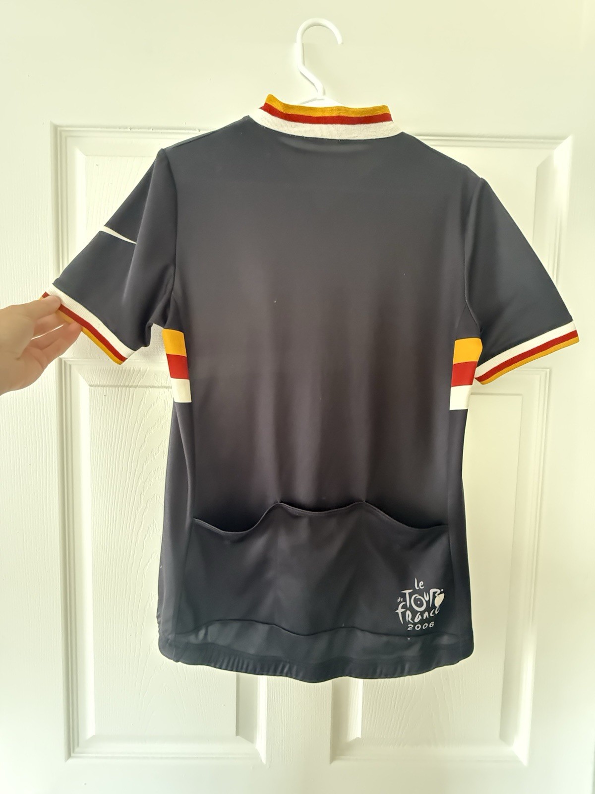 Nike Tour de France 2006 Cycling Jersey Medium Black Striped 1/4 Zip Pockets