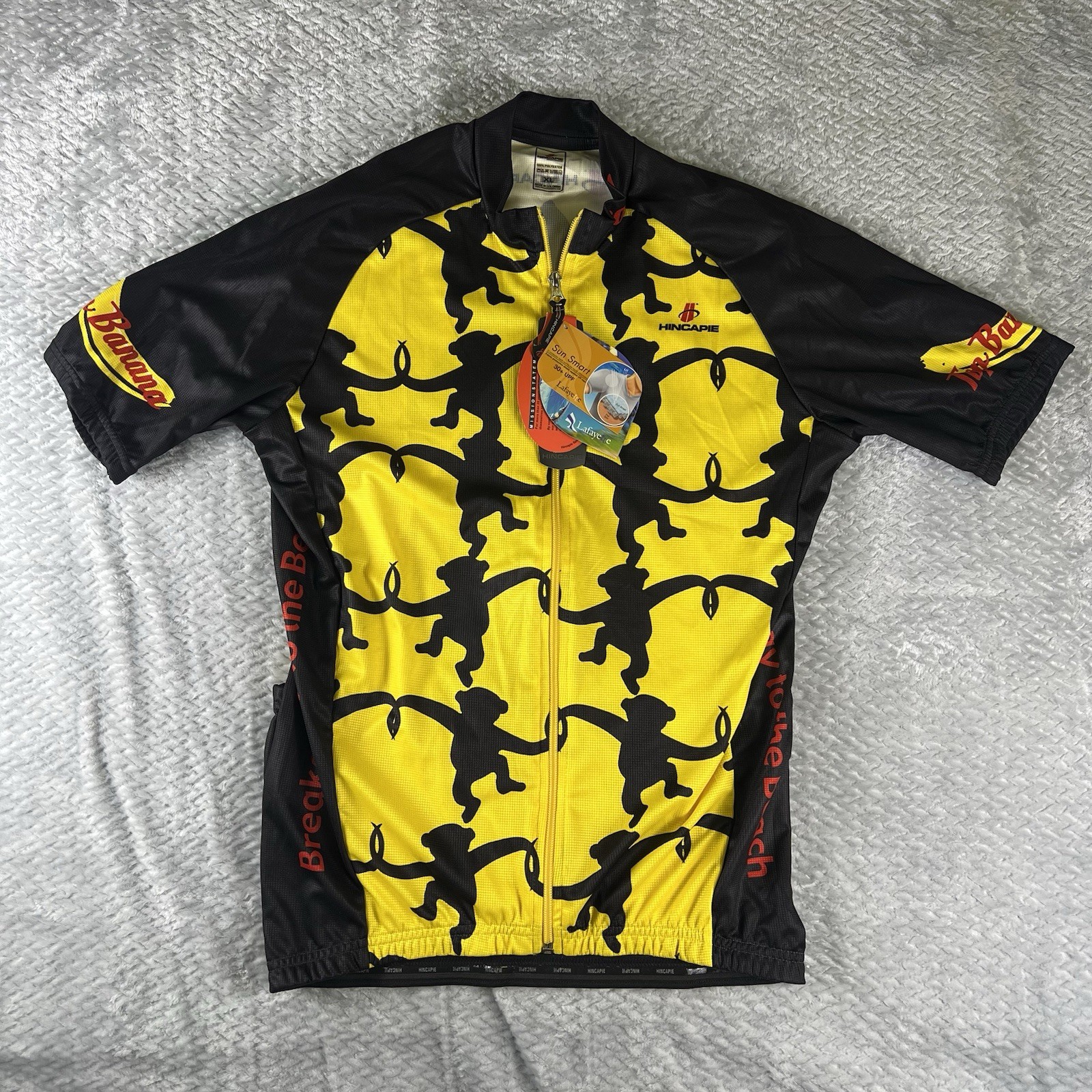 Hincapie Cycling Jersey XL 2007 MS Charity Ride Yellow Full Zip NWT Monkeys