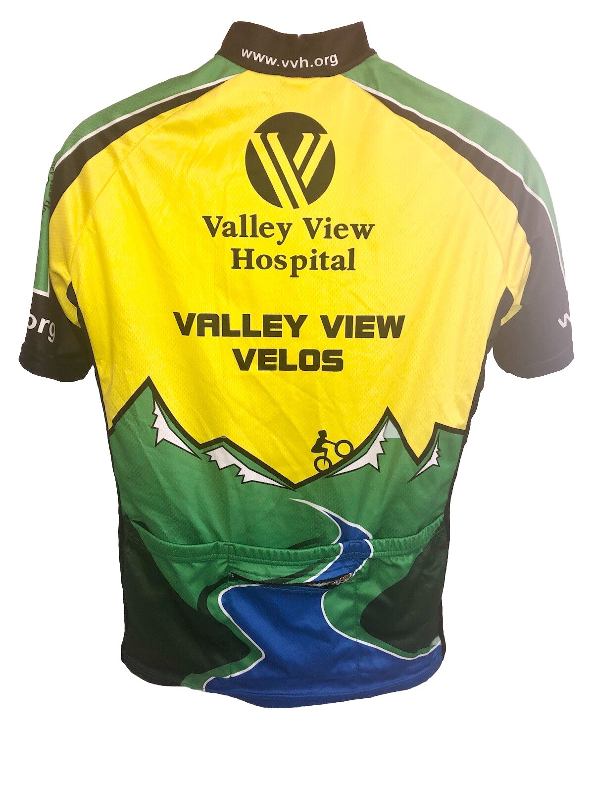 Cycling Bike Jersey Mens Medium Yellow Green Black Short Sleeve Extra Pocket