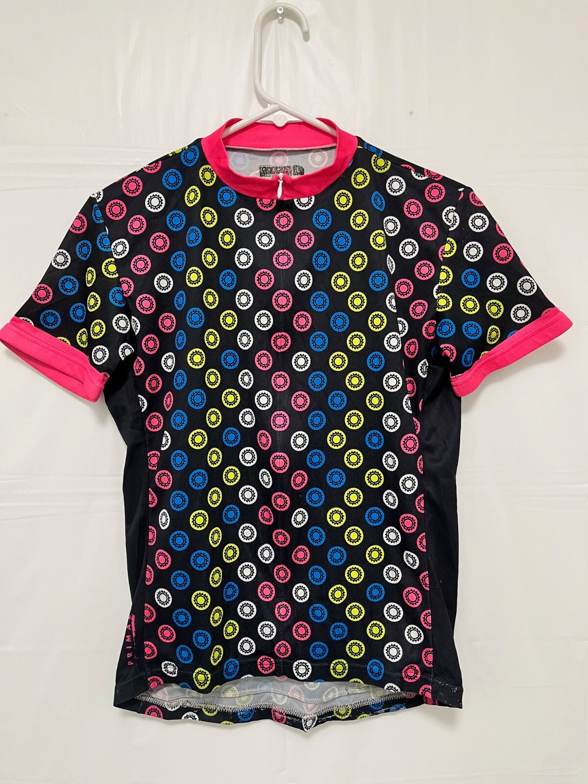 Cycling Jersey Womens Size L Short Sleeve Rear Pockets 3/4 Zipper