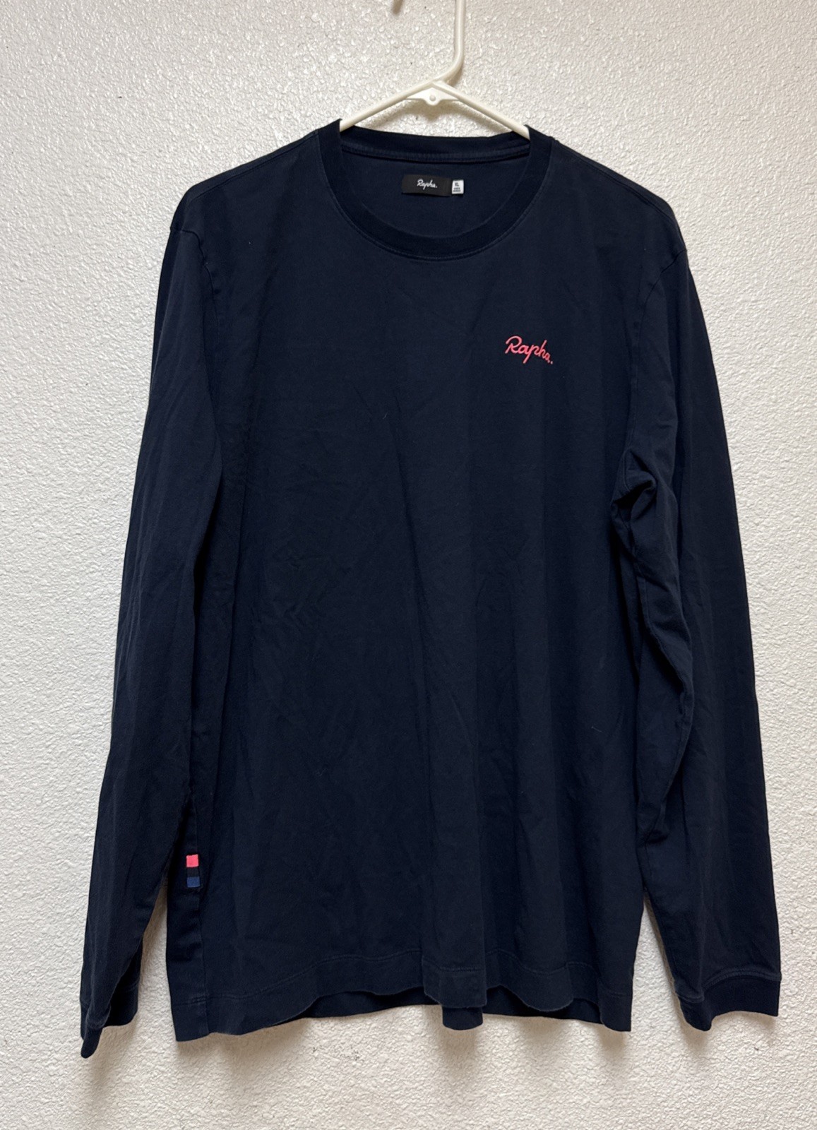 Rapha Men’s T-shirt Navy Long Sleeve 100% Cotton Embroidered Logo Sz XL
