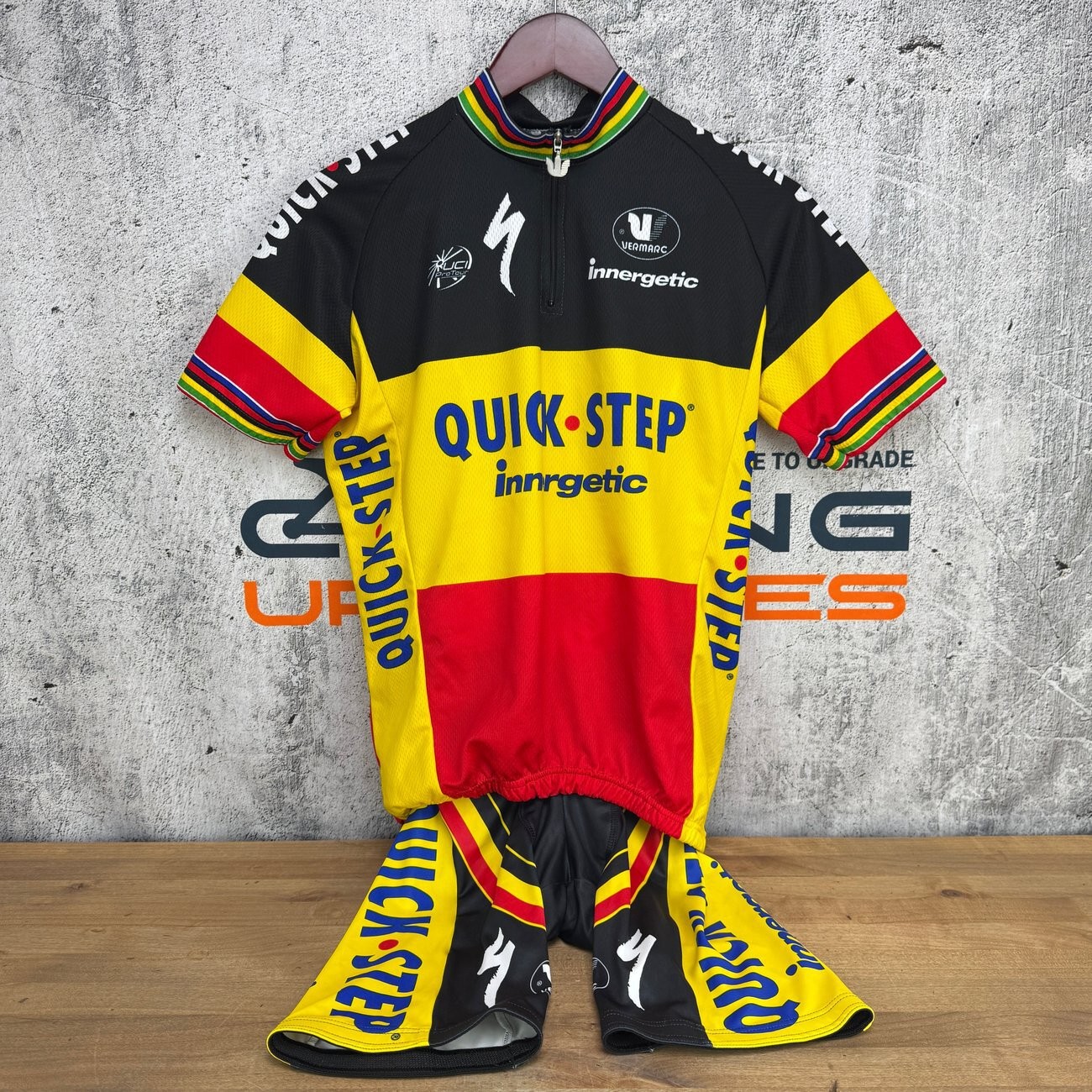 Vermarc Sports Quick Step Innergetic Retro Large Jersey and Bib Set Cycling Jers