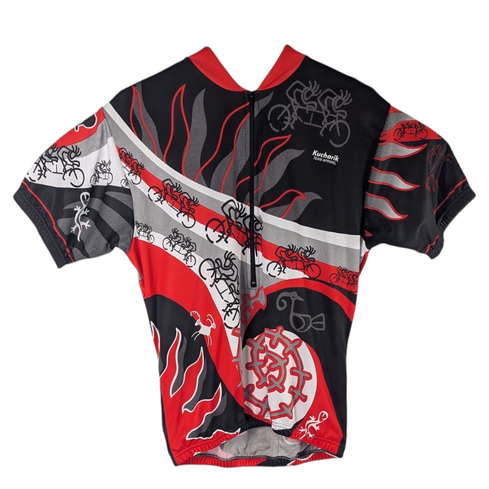 Kucharik Cycling Jersey Mens Large Red Black Native American Art Aztec Apache