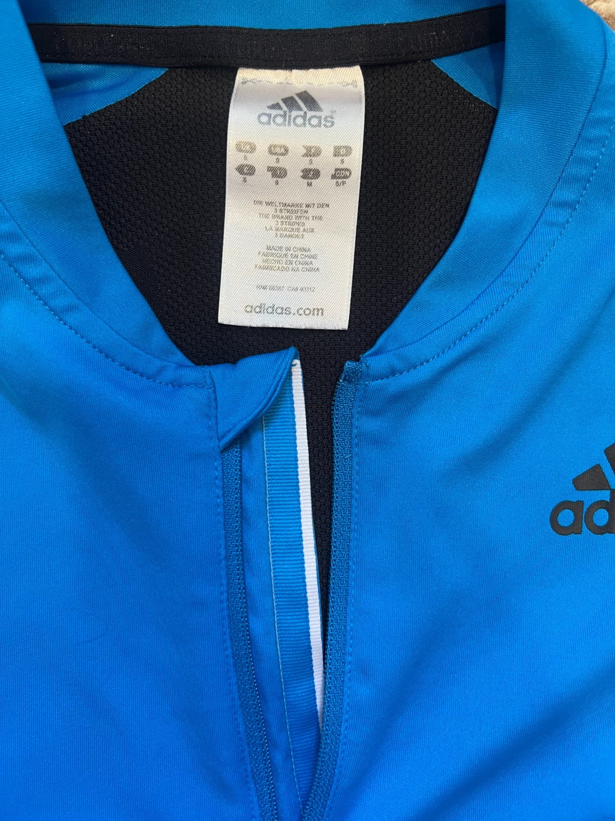 Adidas Short Sleeve Cycling Jersey Men’s Small 1/2 Zip Blue Breathable Blokecore