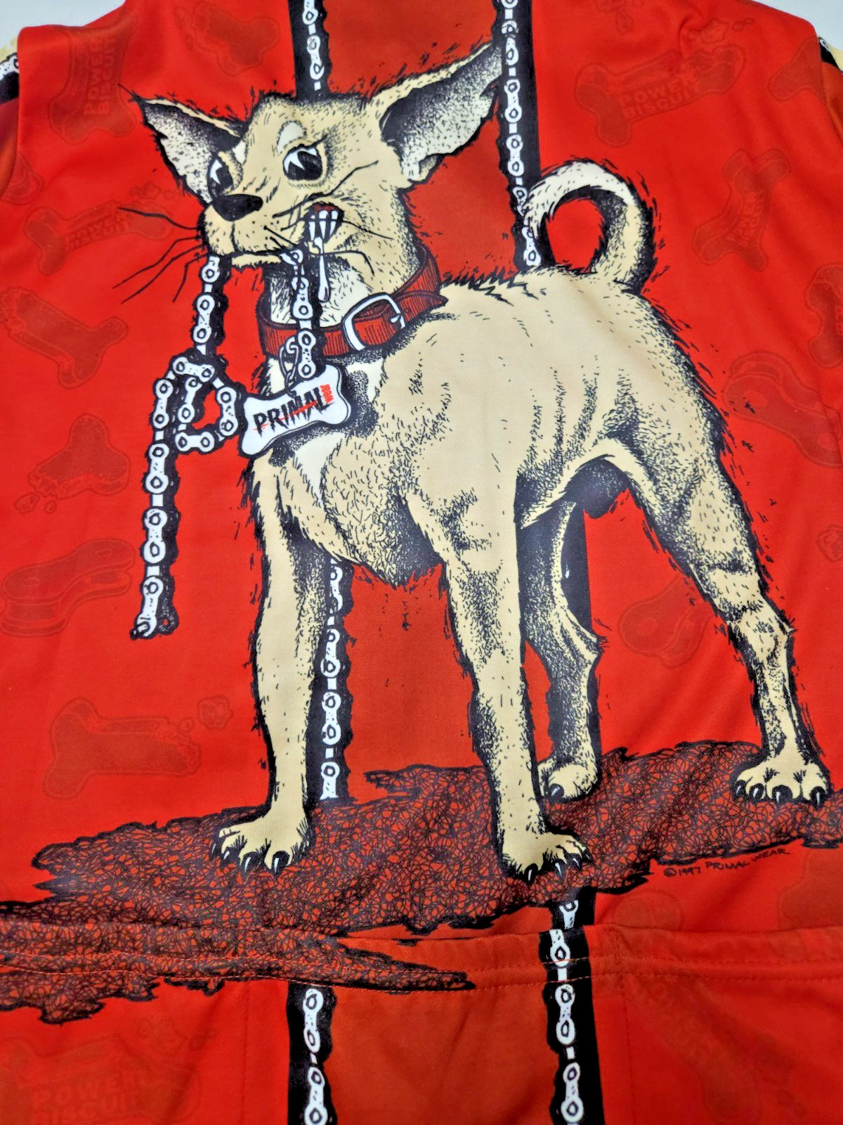 Vintage Primal Dog Red Cycling Jersey Size Medium Made in USA PLS RD DESCRIPTION