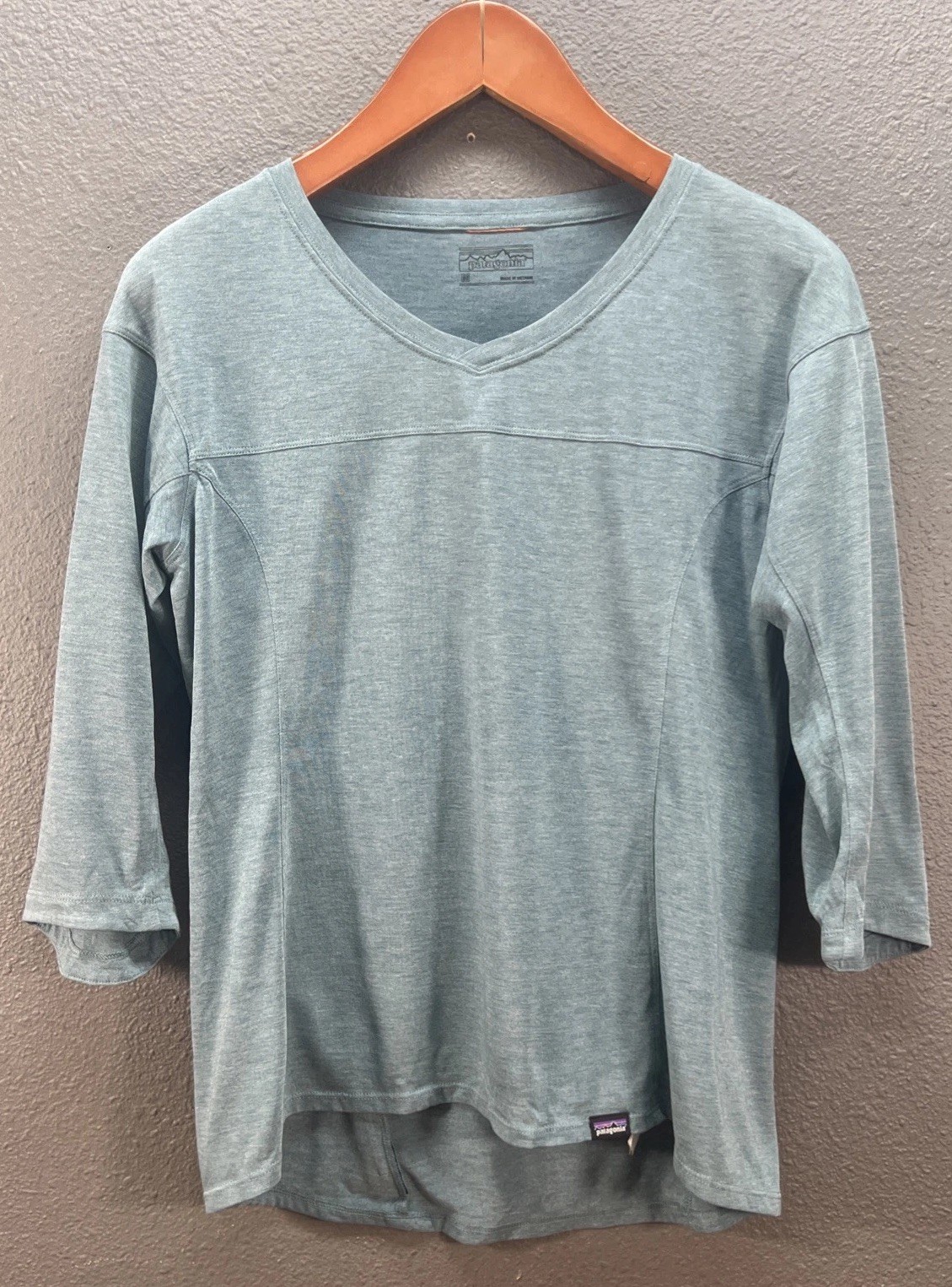 Patagonia Men’s Size Medium Nine Trails Bike Jersey Gray 3/4 Sleeve Shirt 24425
