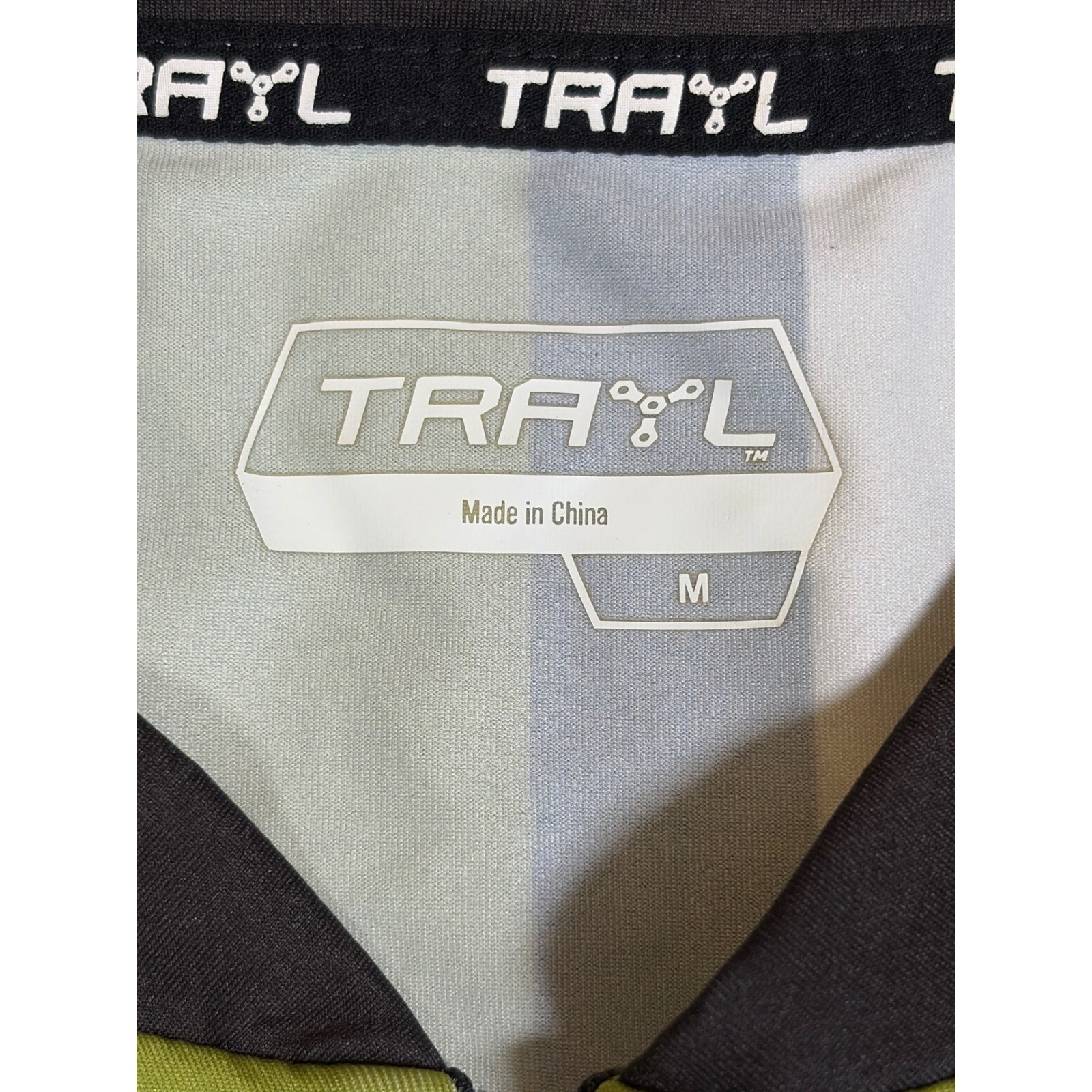 Trayl Mens Cycling Jersey Lime Green Black White Striped Reflective Size M