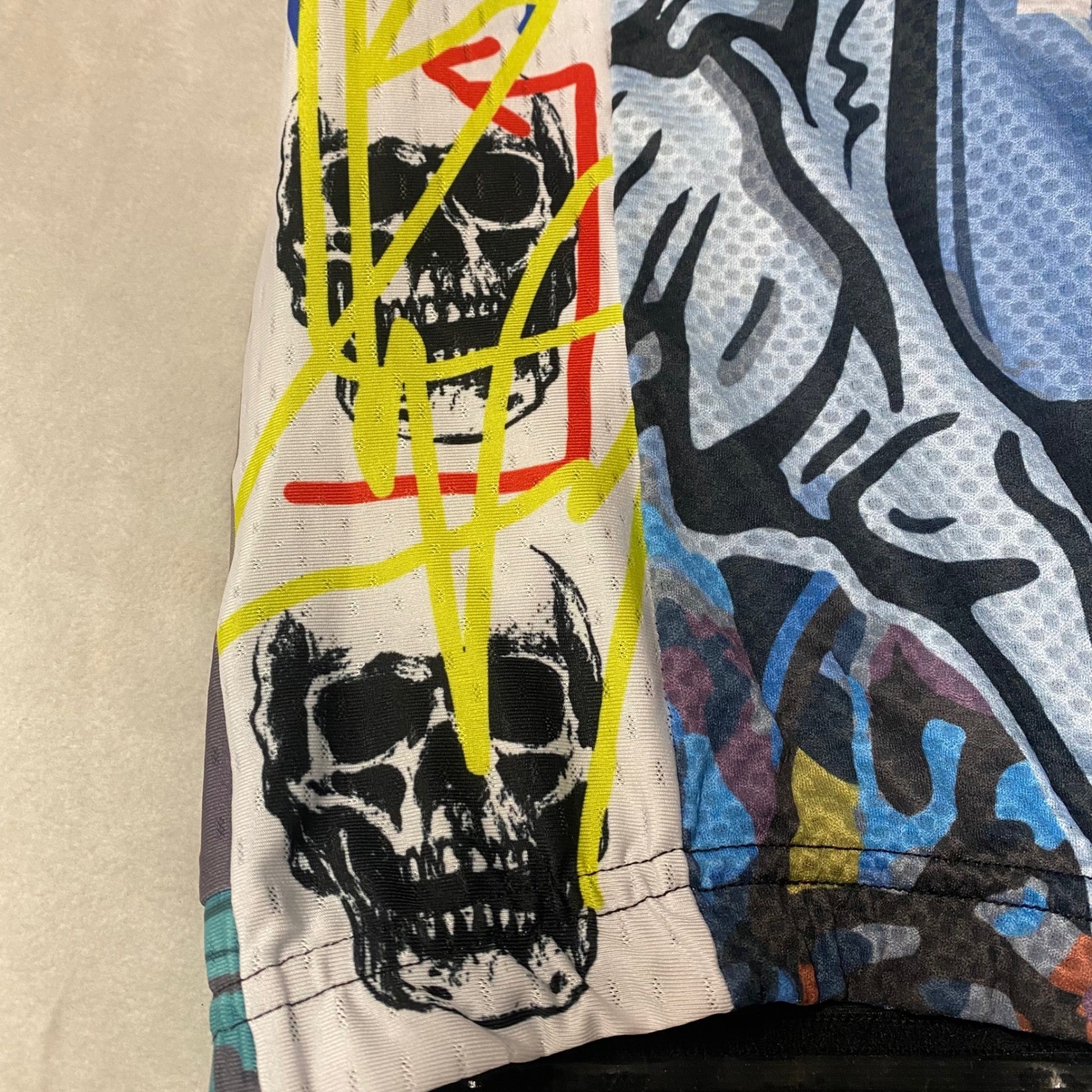 Cycling Jersey Mens 3XL Full Zip Pocket Colorful Graffiti Skull Frog Rad As Hell