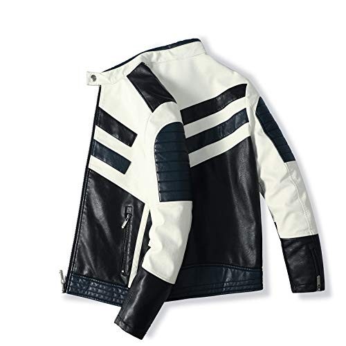 Stand-up collar men’s motorcycle leather motorcycle racing suit color-blocking