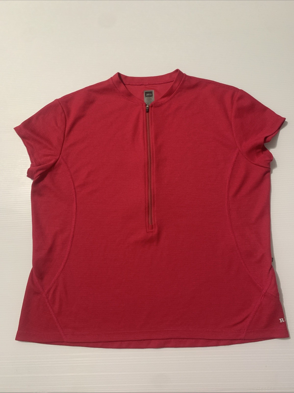 REI Cycling Jersey Shirt Womens XL Pink Jersey 1/2 Zip Sports Zip Pockets