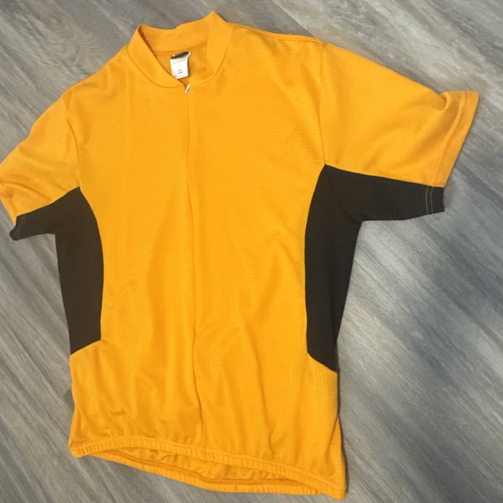 REI Cyclist Jersey Mens L Thanksgiving Orange Gold 1/2 Zip Pockets Elastic Waist