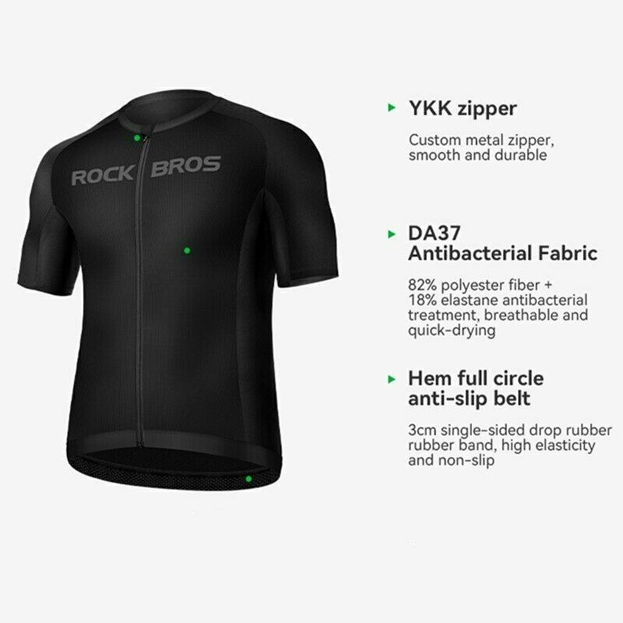 ROCKBROS Summer Cycling Jersey Men Breathable Shirt Quick Dry Bike Short Sleeves