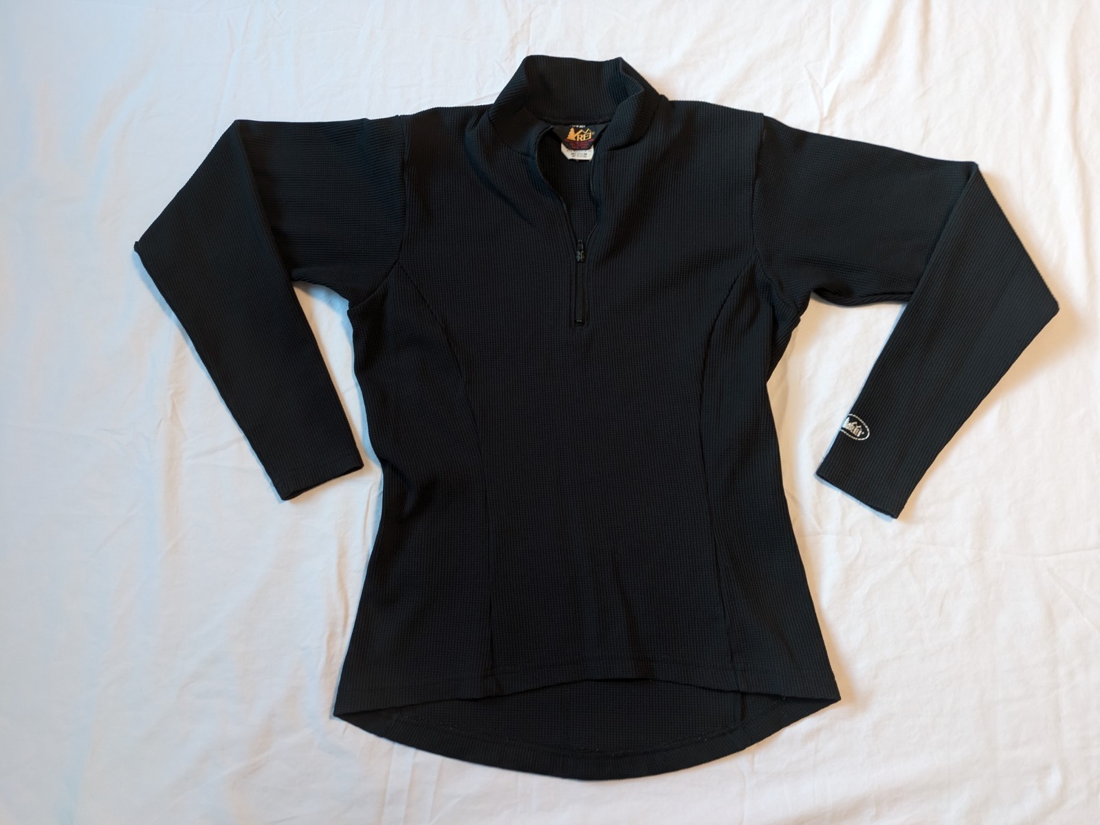 REI Women’s Cycling Jersey Medium Black Quarter Zip Thermal Long Sleeve Vintage