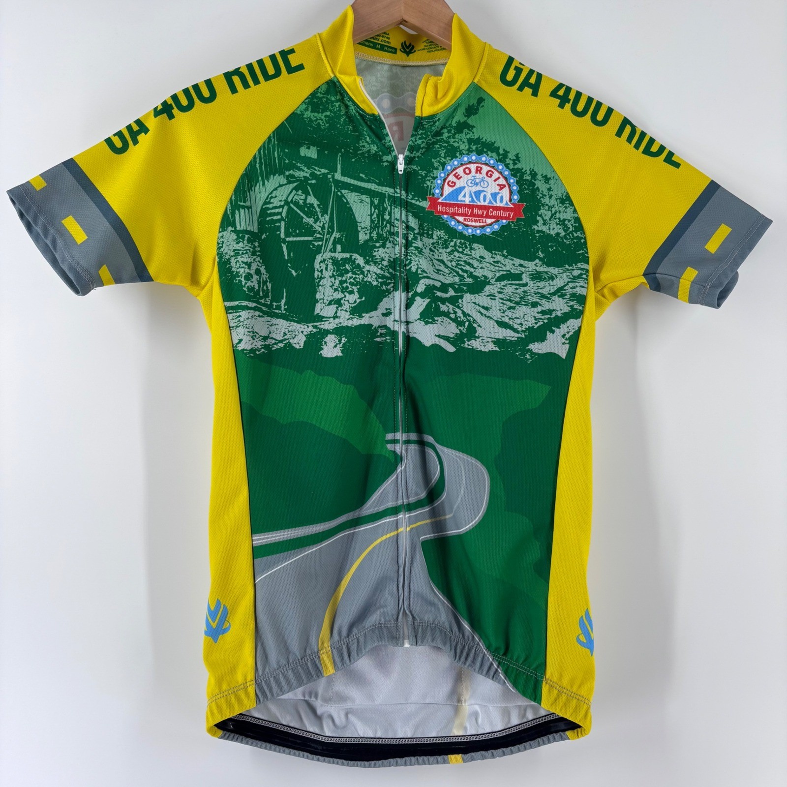 Vomax Cycling Jersey Womens M Green Yellow Georgia 400 Ride Graphic Full Zip USA