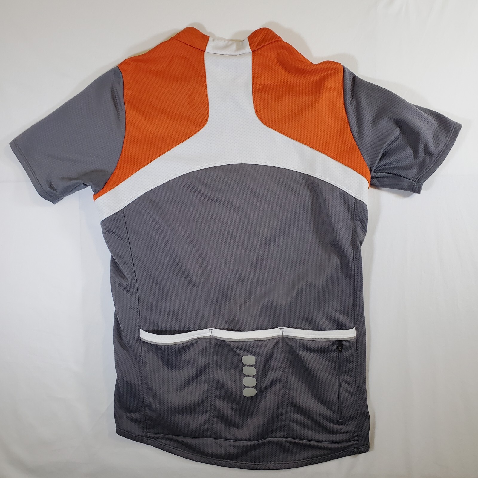 Nike Fit Dry Gray Orange White 104912 – Large 3/4 Zip Cycling Jersey Sport Shirt