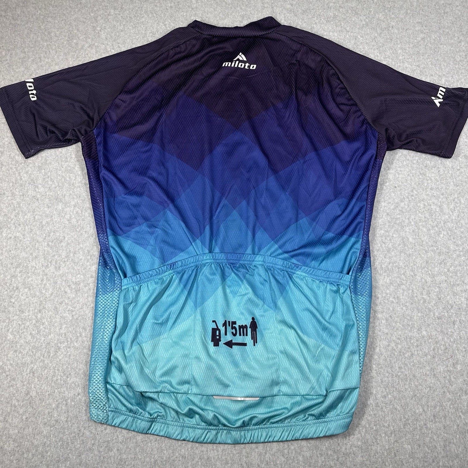 Miloto Racing Cycling Jersey 5XL Blue Aqua Full Zip Bottle Holder NWT
