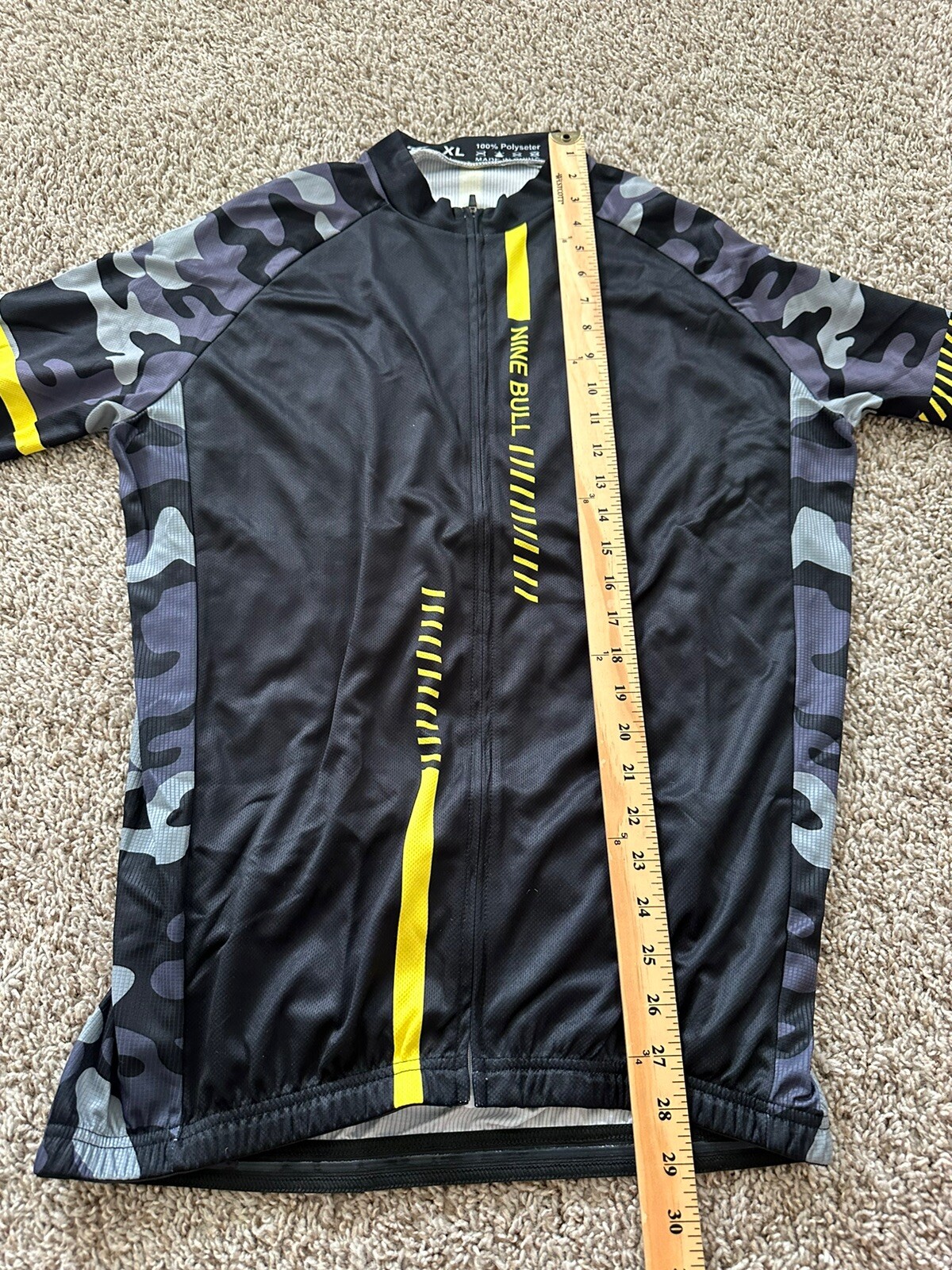 Nine Bull Bicycle Cycling Men Long Sleeve Camo Back Pockets Shirt Size XL Zip
