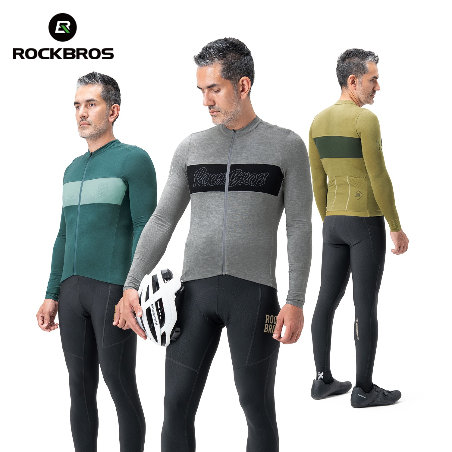 ROCKBROS Spring Autumn Cycling Jersey Long Sleeve Tencel Wool Bike Sportswear