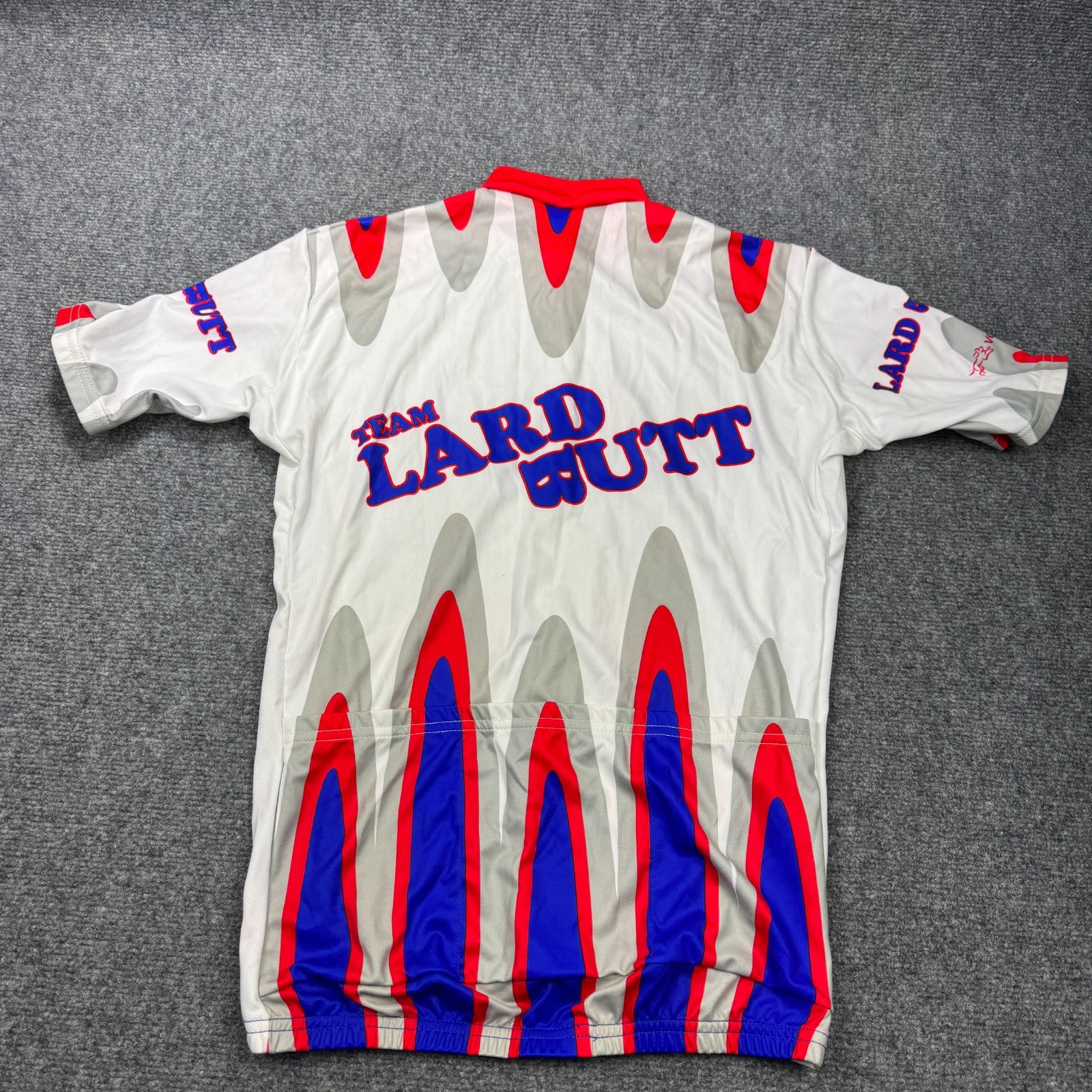 Team Lard Butt Cycling Jersey Mens Medium White 3/4 Zip Back Pockets VOmax