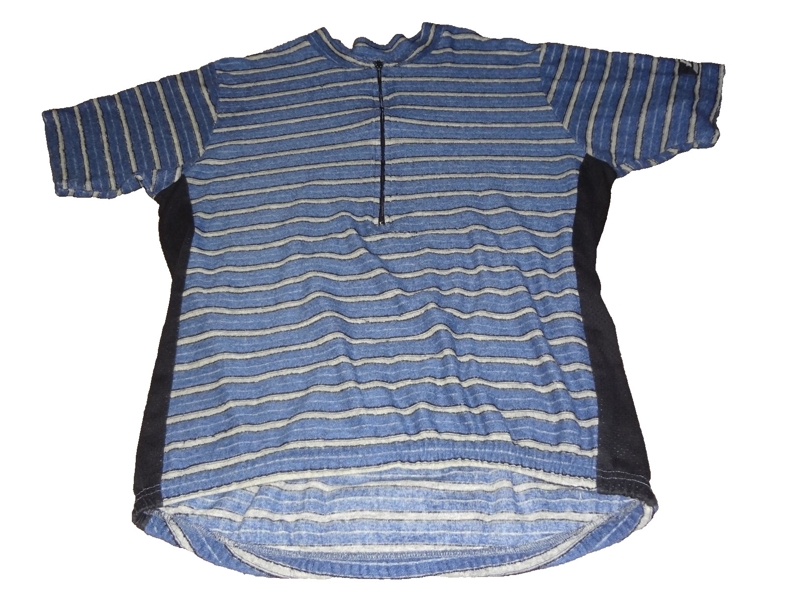 Vintage 90s Y2K No Fear Blue Knit Cycling Jersey SZ L USA Made 1/2 Zip Racing