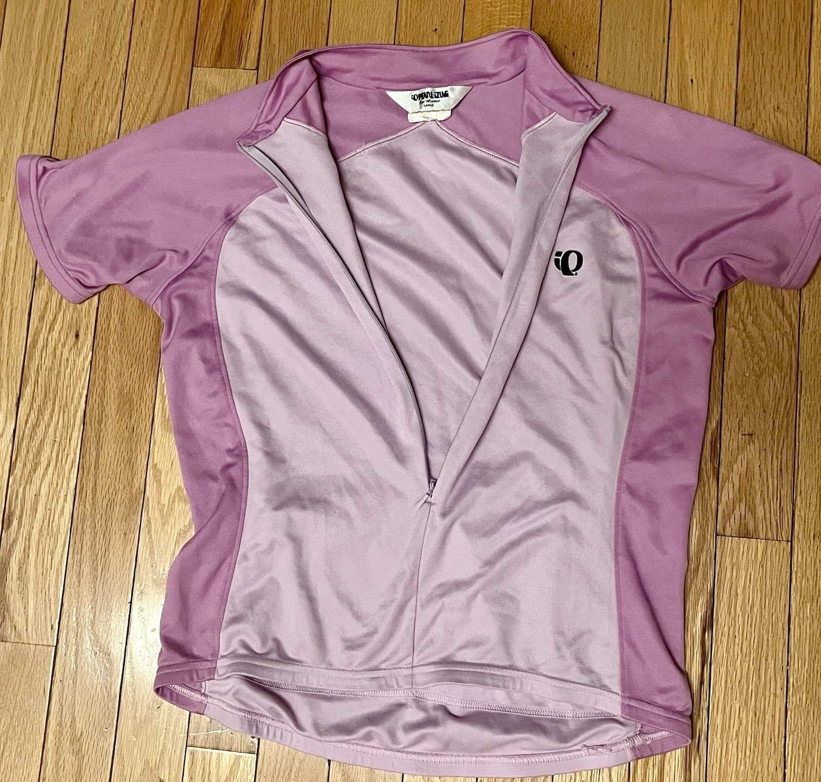Pearl Izumi Womens 3/4 Zip Mock Neck Cycling Jersey Large Purple Short Sleeve