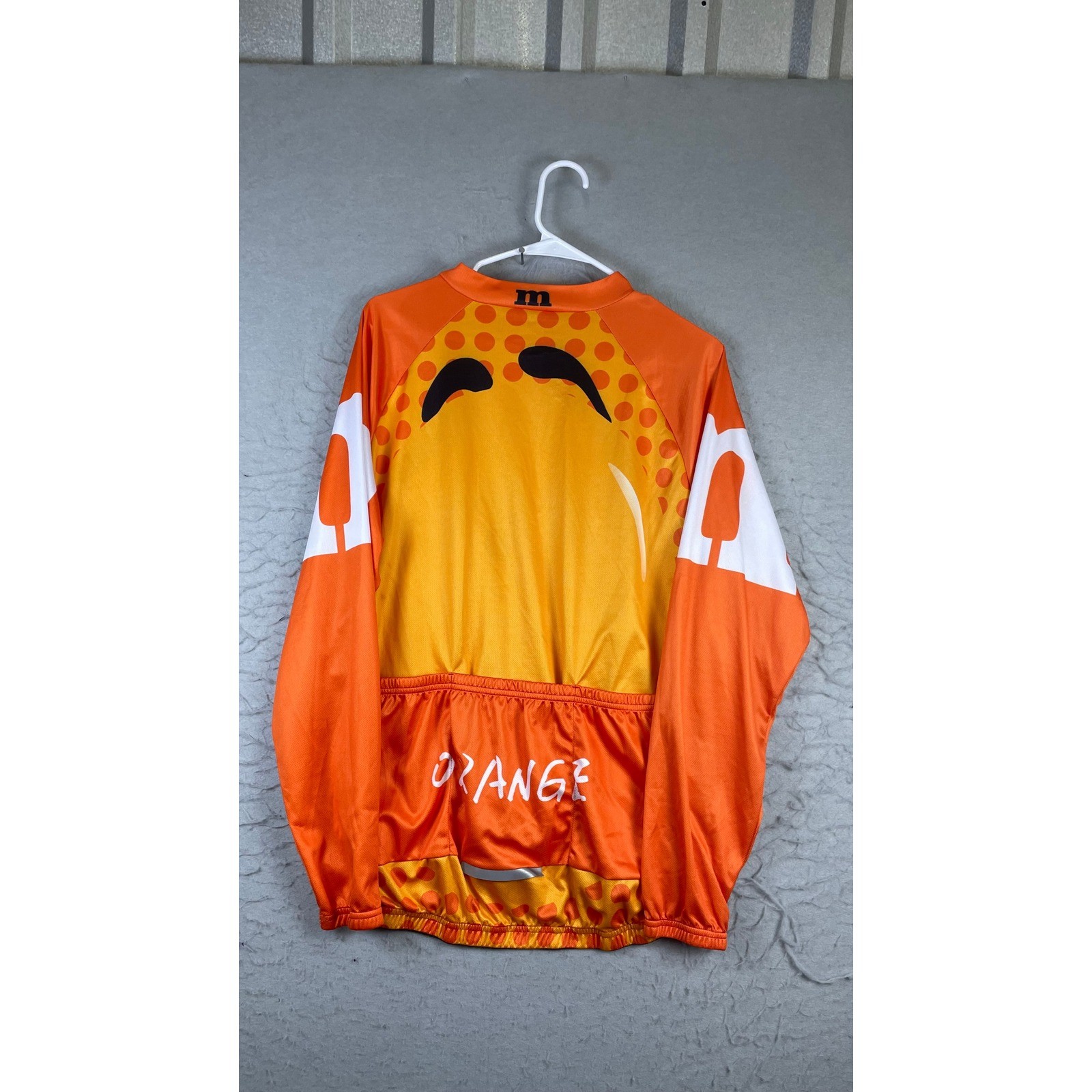 M&M’s Cycling Jersey Mens XXXL Orange Excellent Long Sleeve Full Zip Graphic