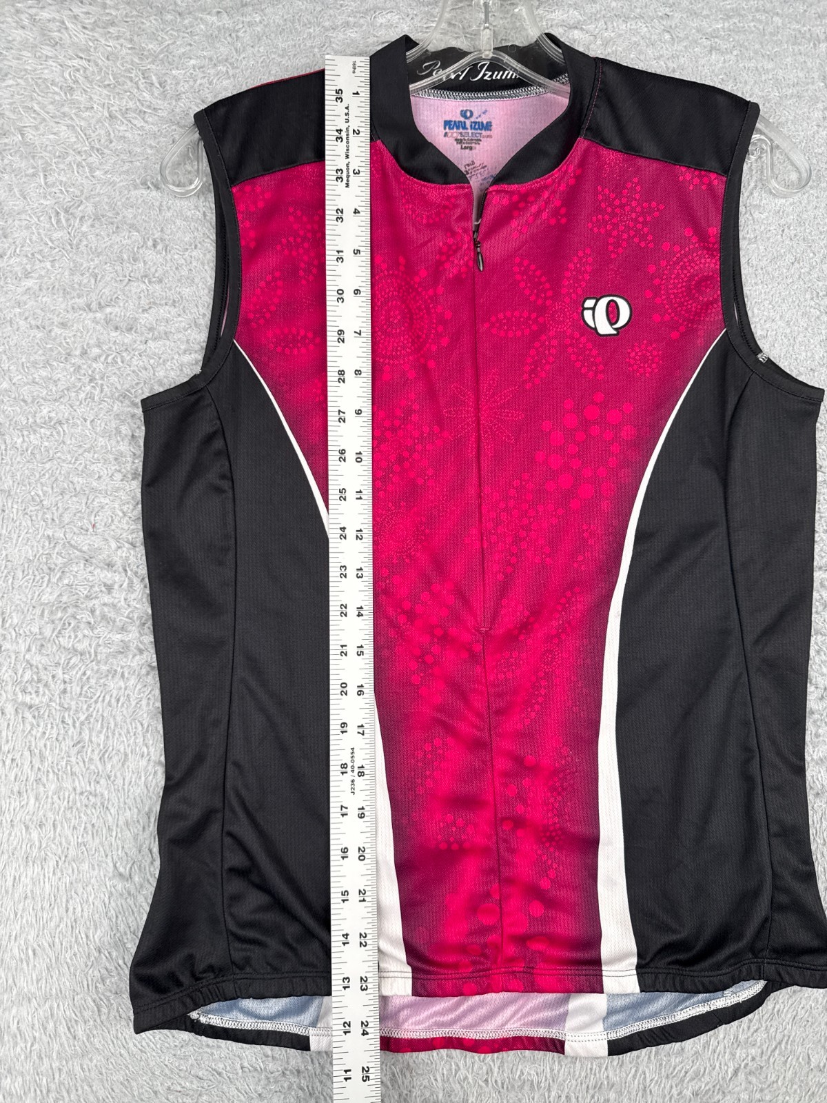 Pearl Izumi Cycling Jersey Large Megenta Black Floral Tank 1/2 Zip Polyester